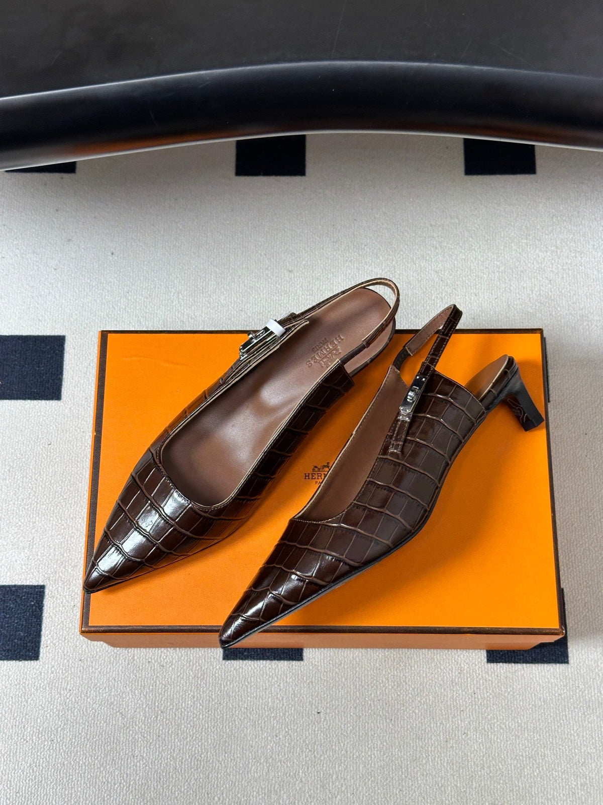 HM 26s Lover Slingbacks 4cm Brown Croc 150537