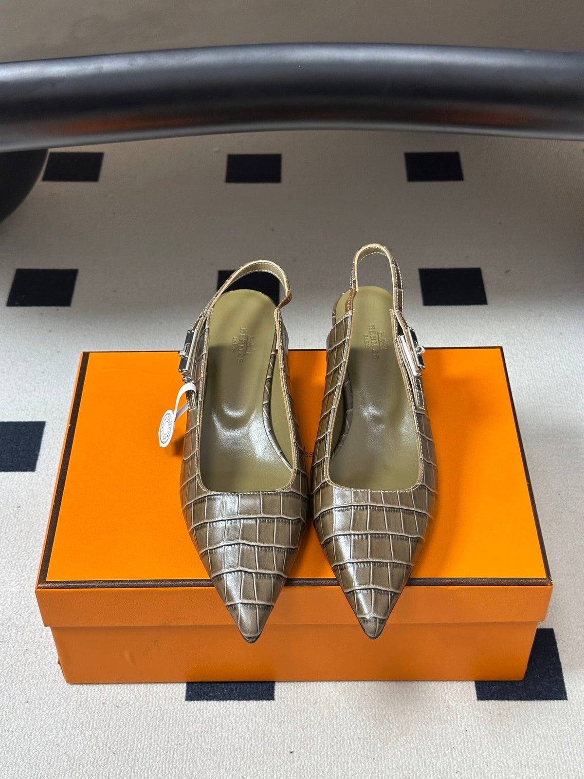 HM 26s Lover Slingbacks 4cm Khaki Croc 150538