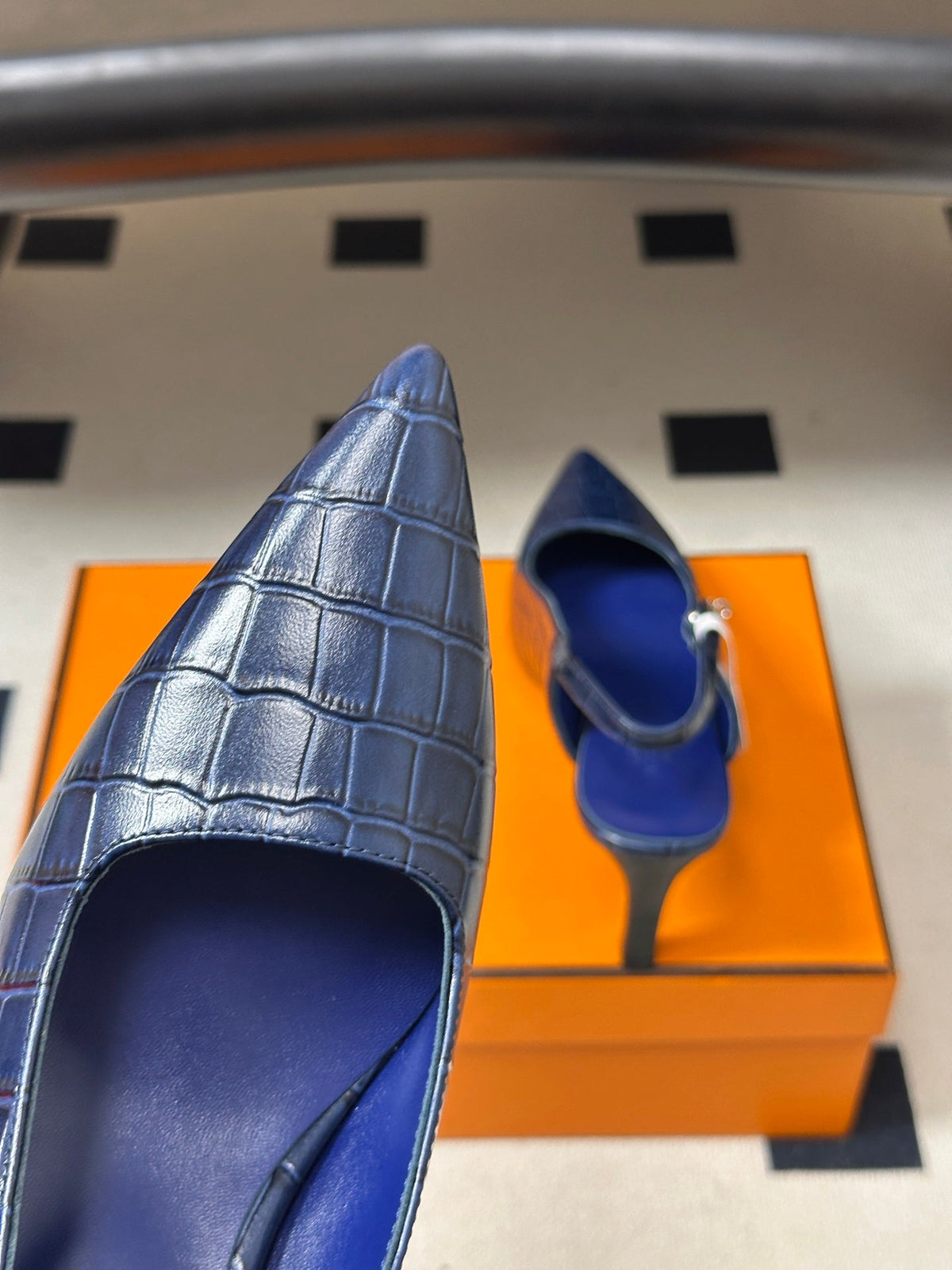 HM 26s Lover Slingbacks 8cm Blue Croc 150541
