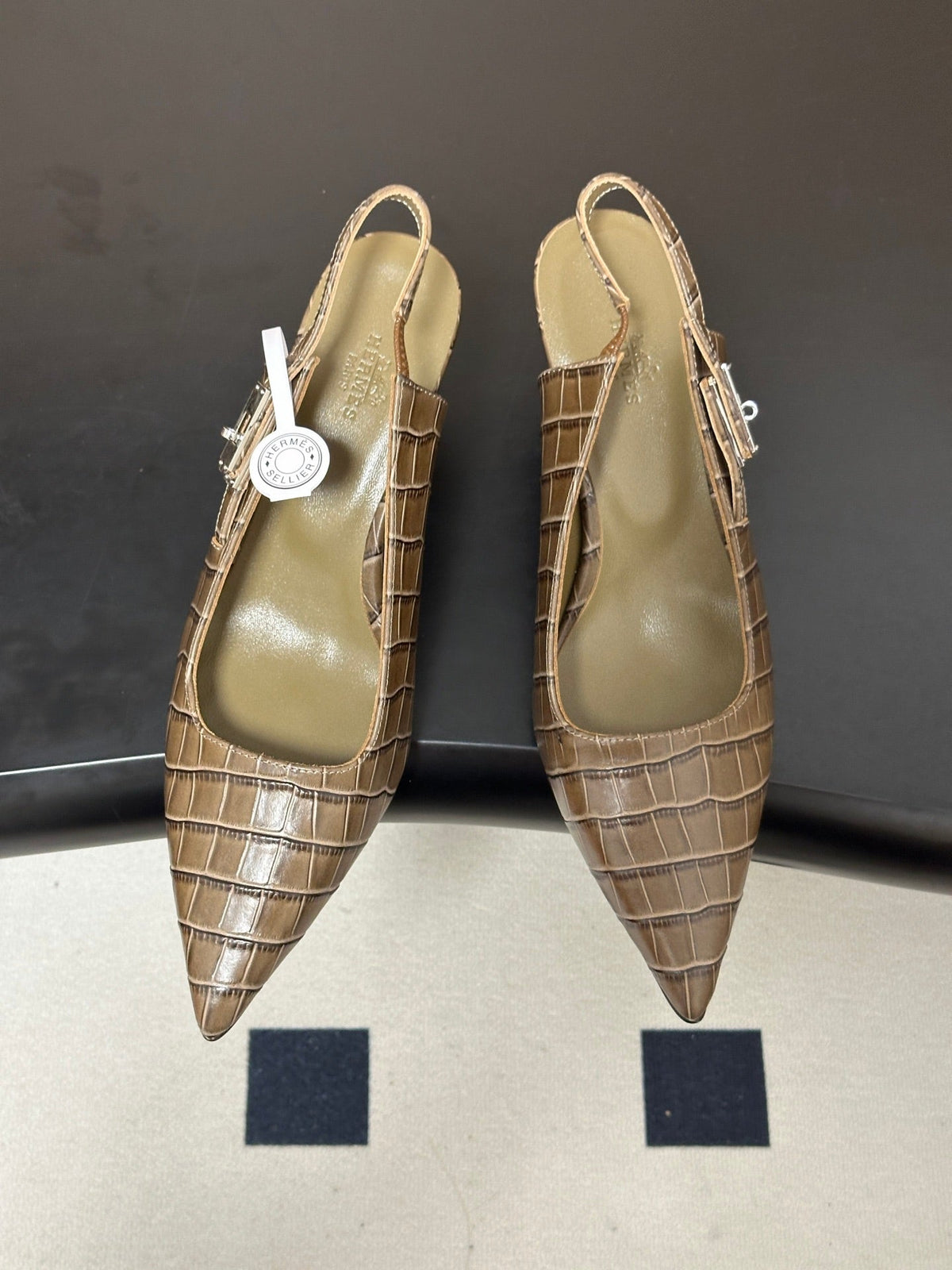 HM 26s Lover Slingbacks 8cm Khaki Croc 150727