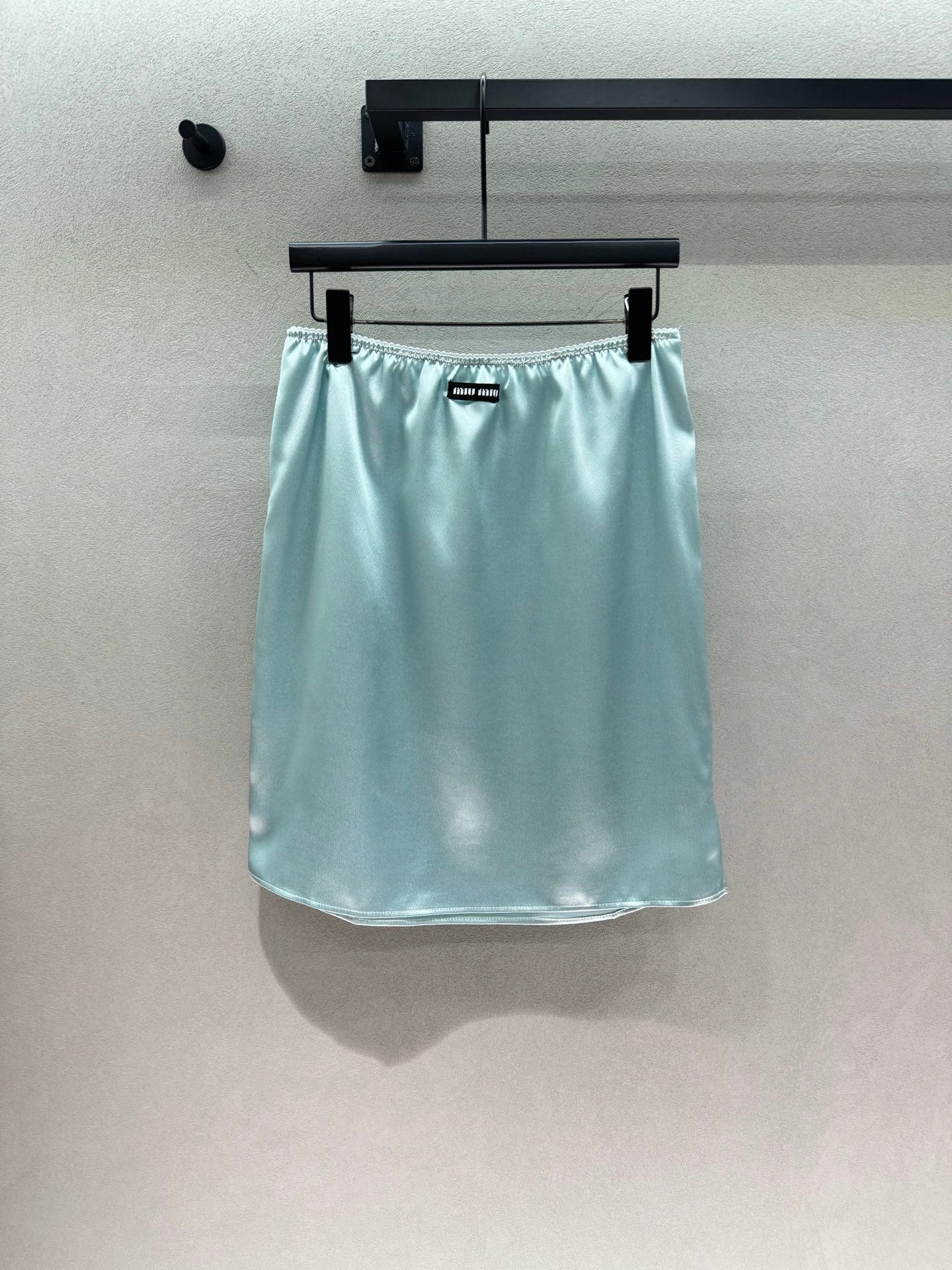 Miu Slip Skirt Light Blue Satin 402820