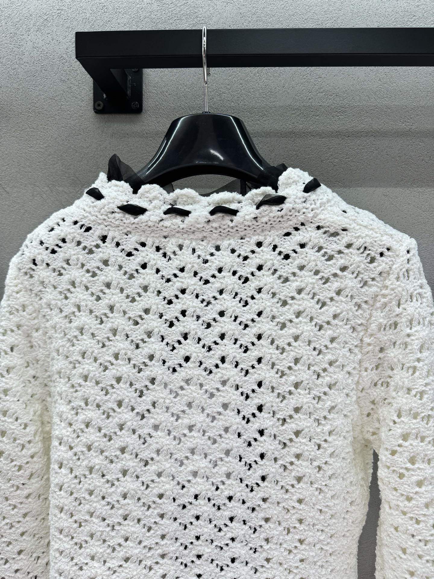 CC 26s Openwork Knit Two-Piece Set Black White Wool 414758