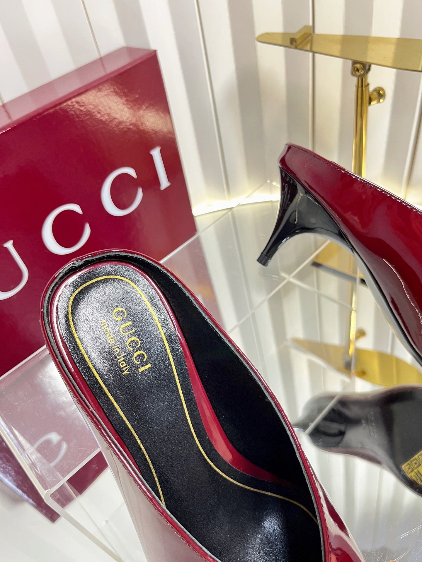 GG Women's Heeled Mules 50mm Red Patent Leather 548397