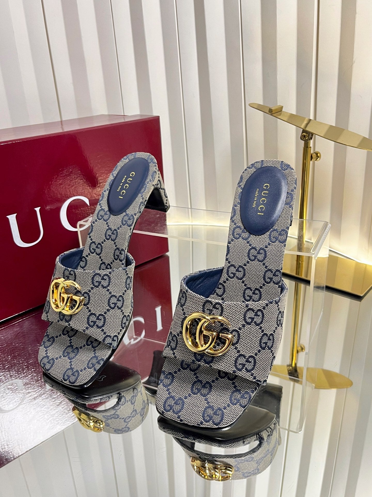 GG 26S Slippers 4.5cm Grey Canvas 616453