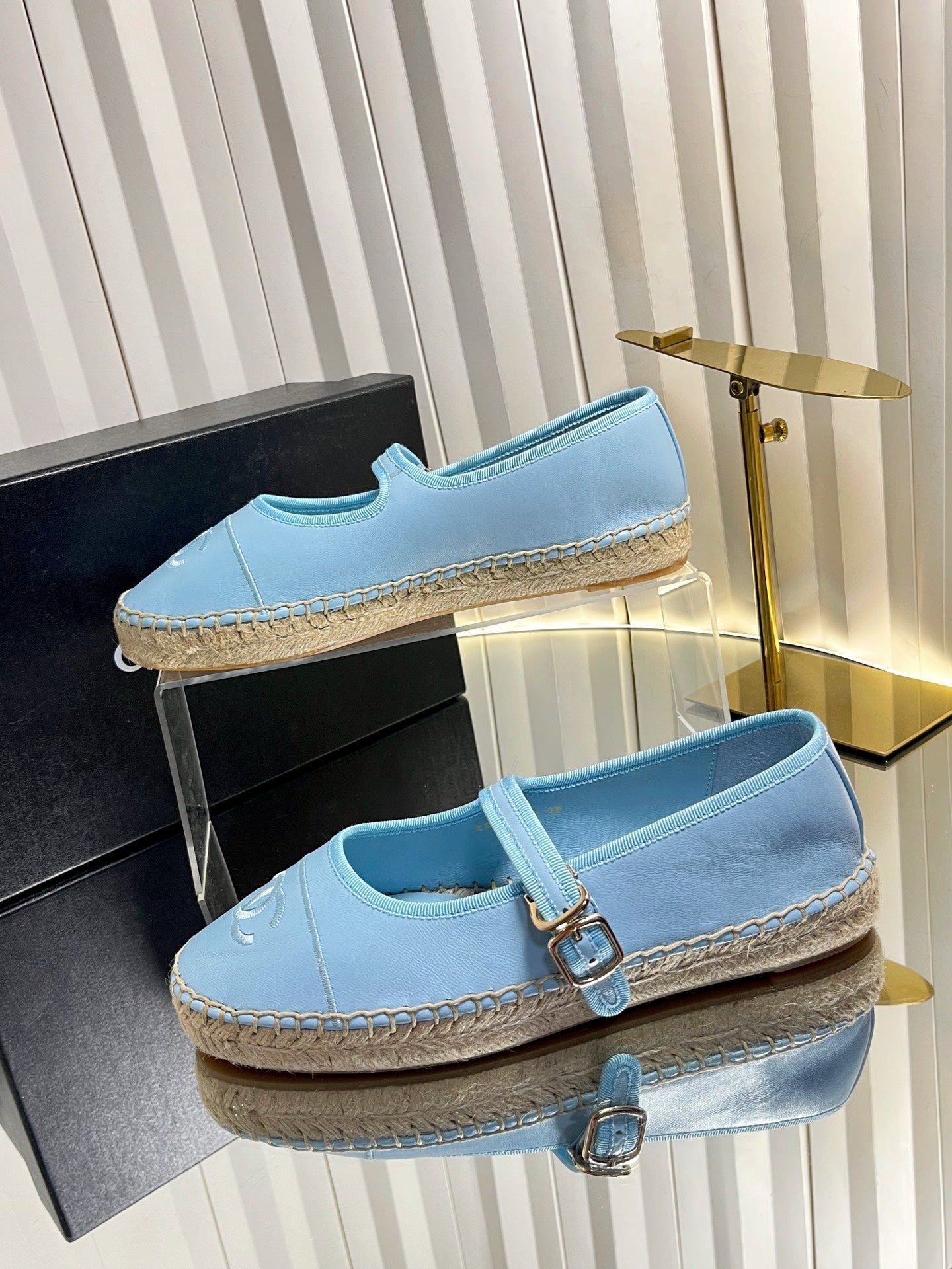 CC 26s Espadrille Mary Jane Shoes Blue Lambskin