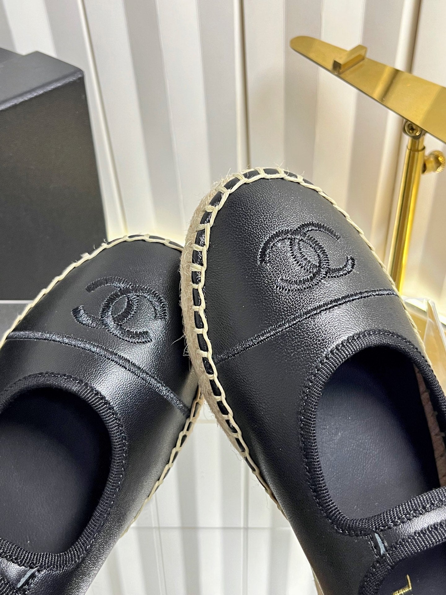 CC 26s Espadrille Mary Jane Shoes Black Lambskin