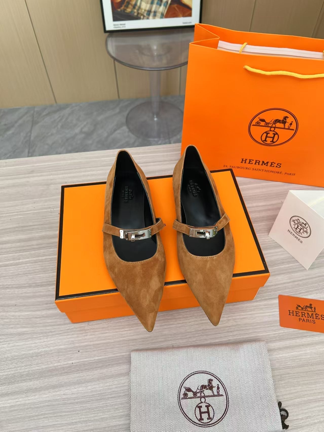 Kiara Slingback Flat Brown Suede 214061