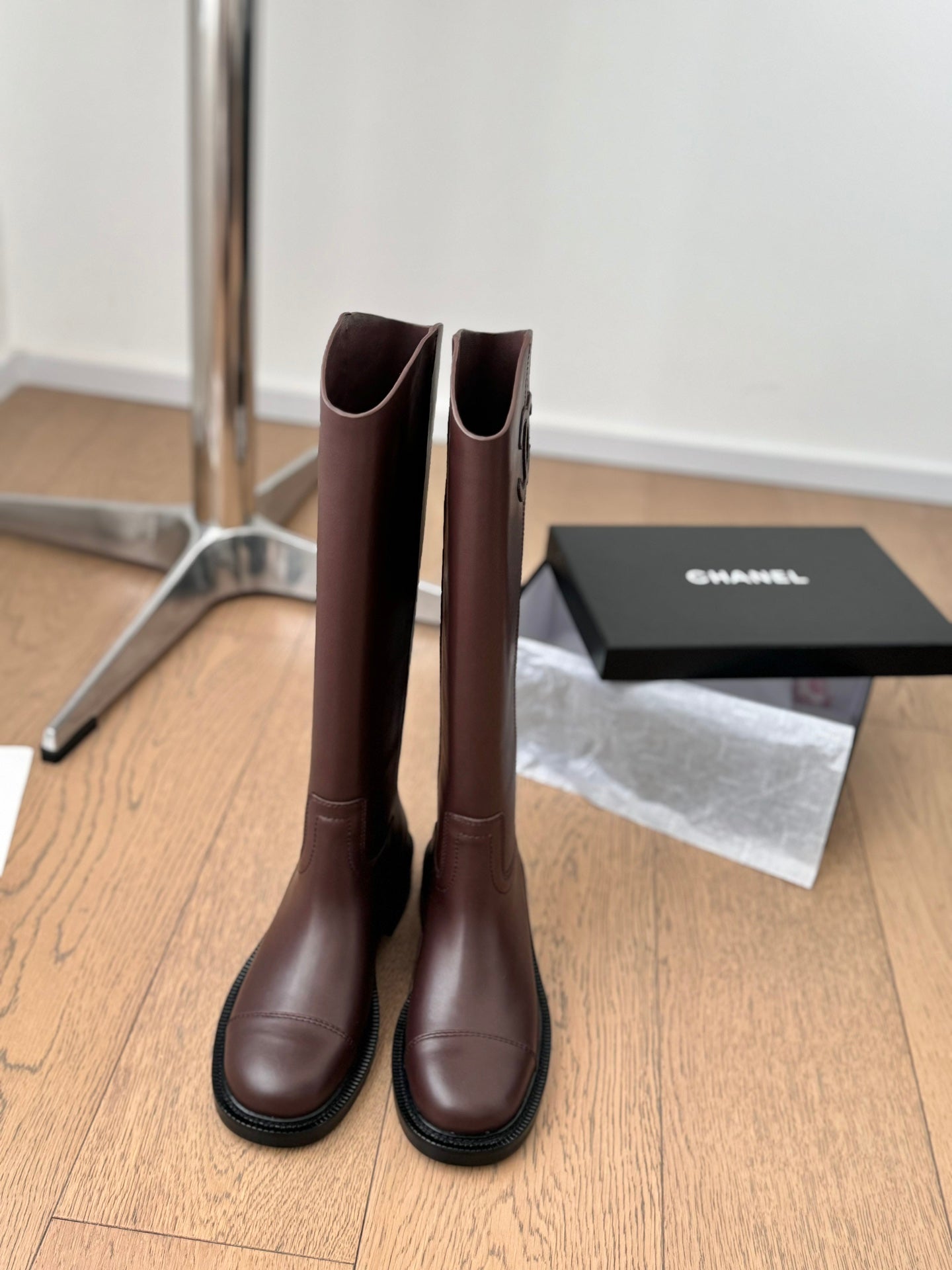 CC Knight Martin boots Burgundy Calfskin and Lining Lambskin