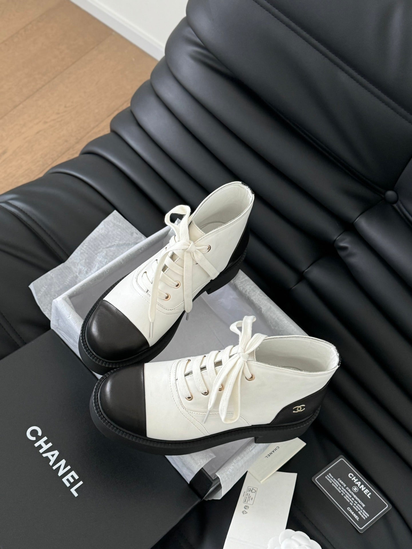 CC Ankle Boots White Mix Black Calfskin 937066