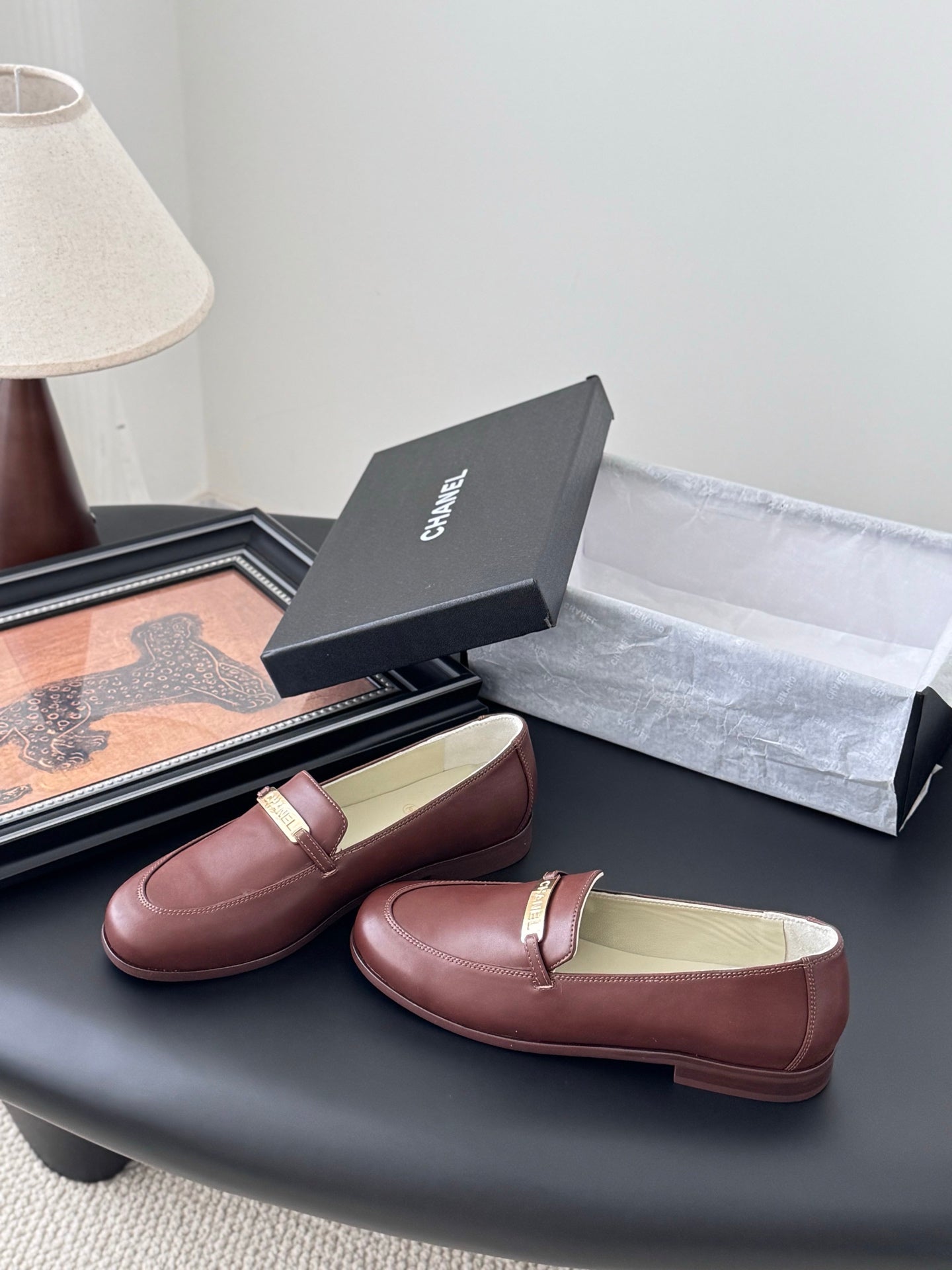CC 25K Vintage Finition Main Loafers Reddish Brown Calfskin 458642