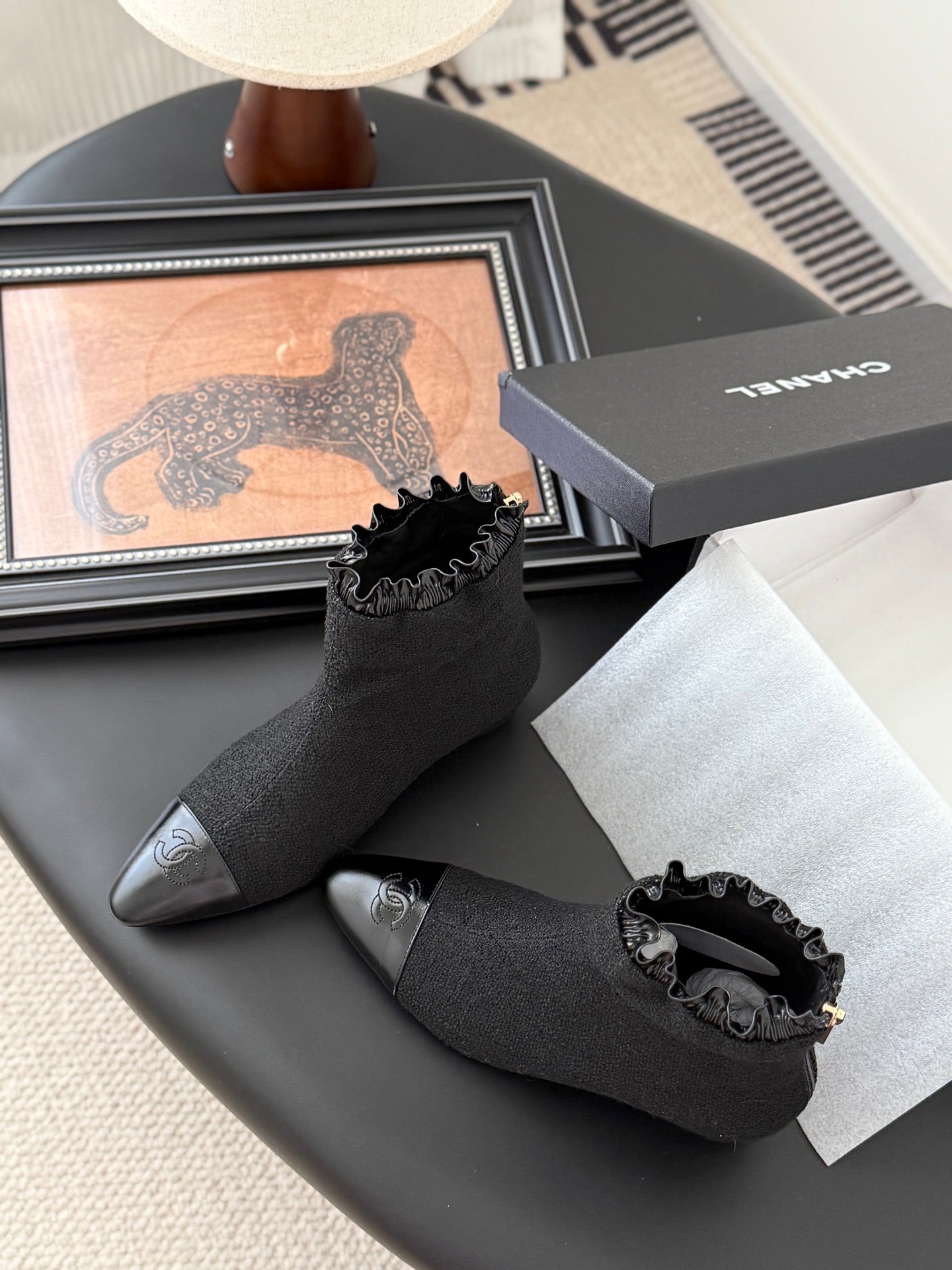 CC 25P Mary Jane Boots Black Sheepskin Tweed 458773