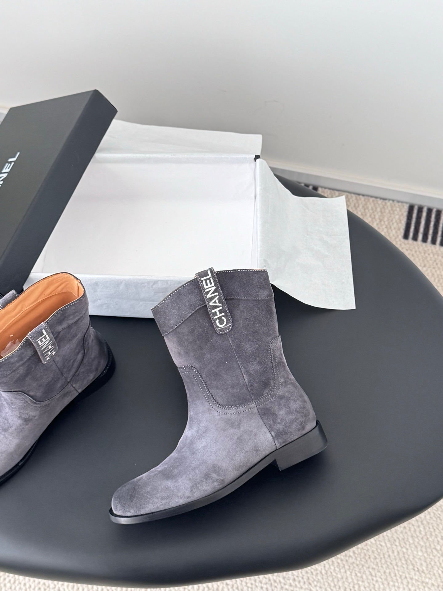 CC 25A Métiers d'Art Ankle Boots Lavender Gray Suede 540760