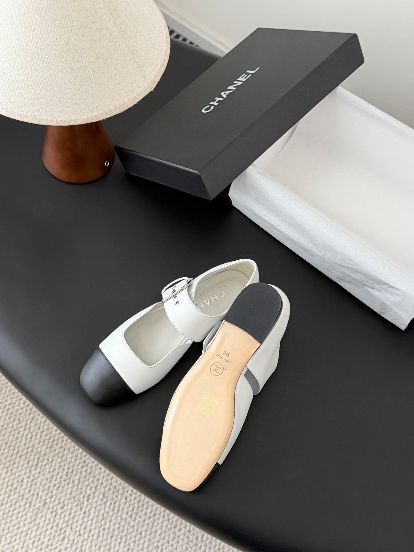 CC 2026 Mary Janes Black White Calfskin 675825