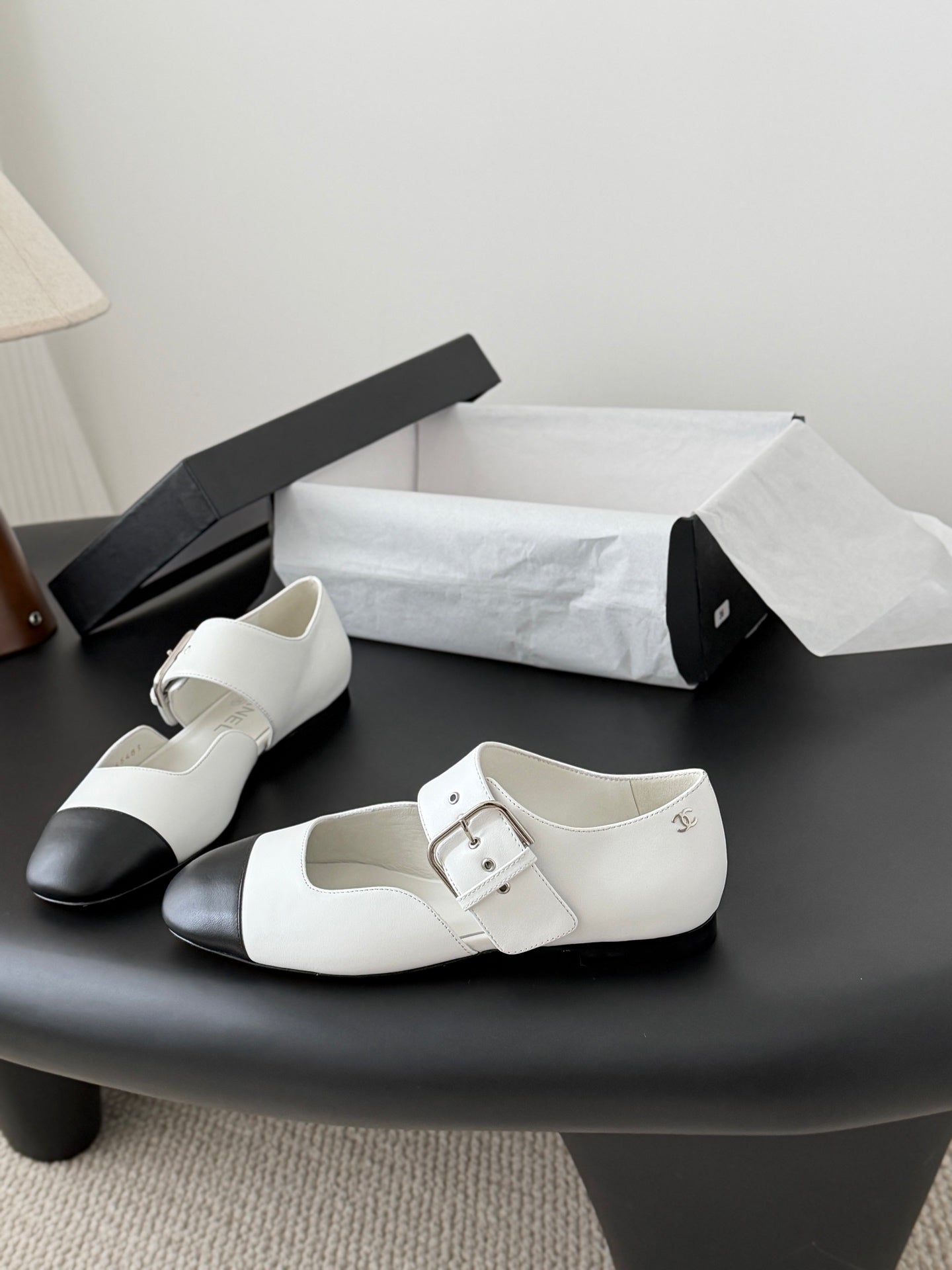 CC 2026 Mary Janes Black White Calfskin 675825