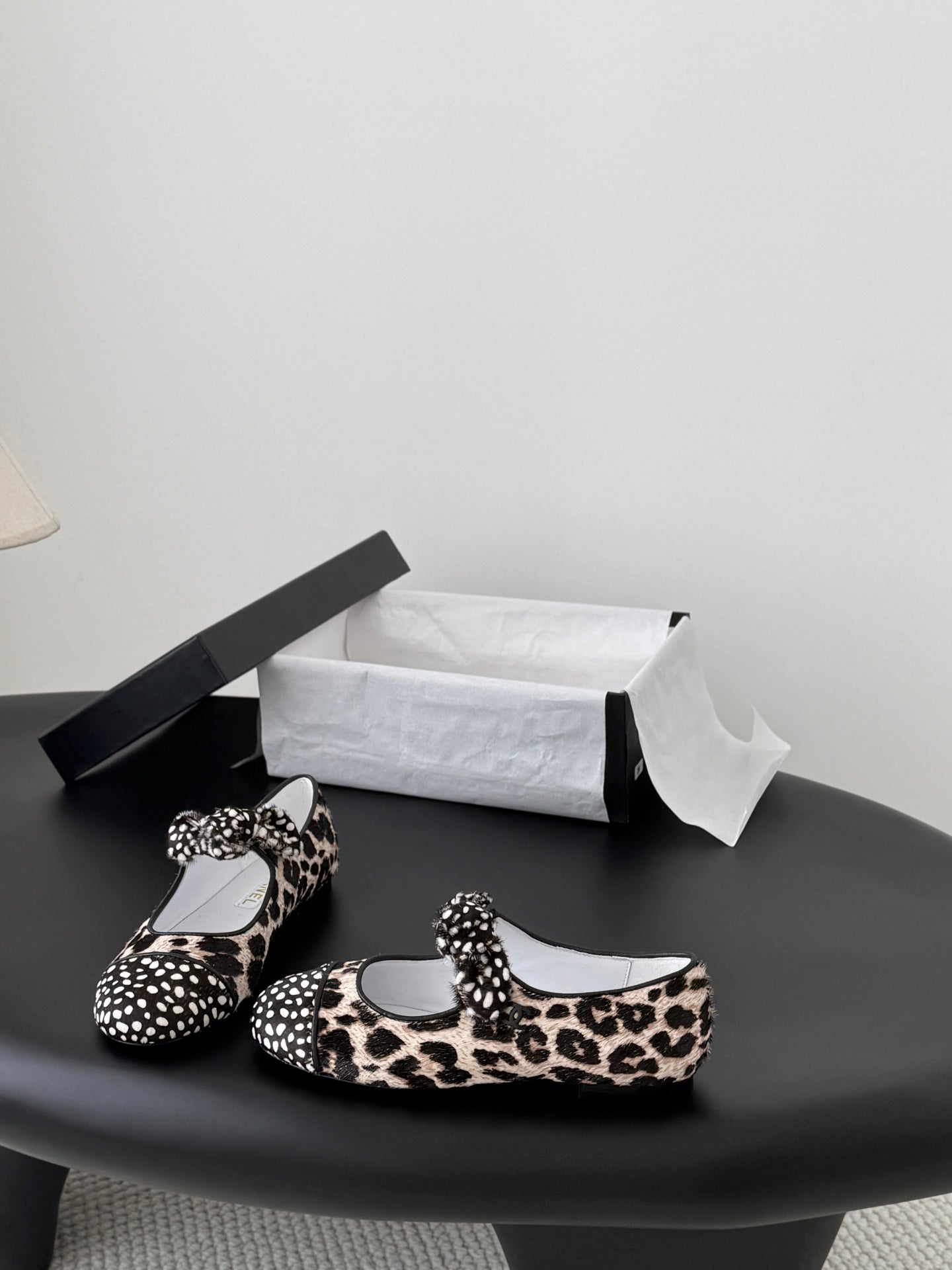 CC 26s Mary Jane Shoes Poka Dot Black Cream Horsehair 915178