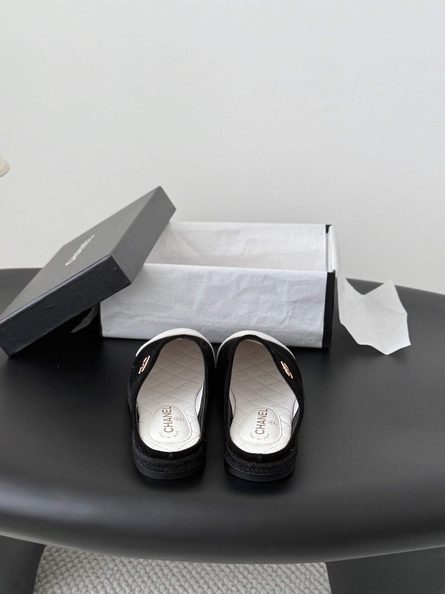 CC 26s Casual Mules Black White Suede 914906