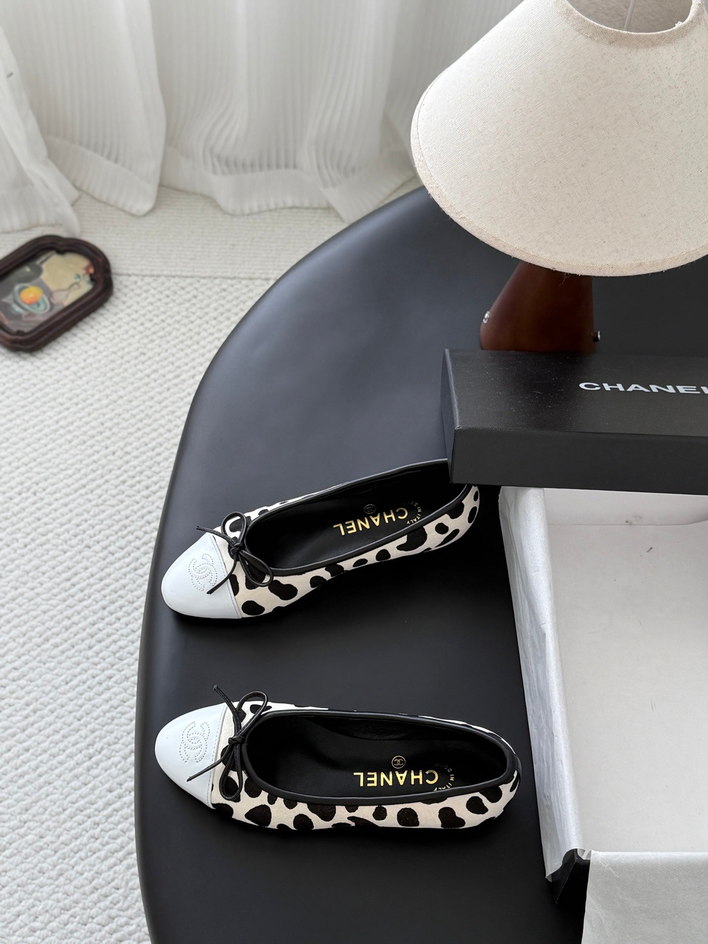 CC 26s Ballerina Flats Black White Pony Hair Calfskin 914551