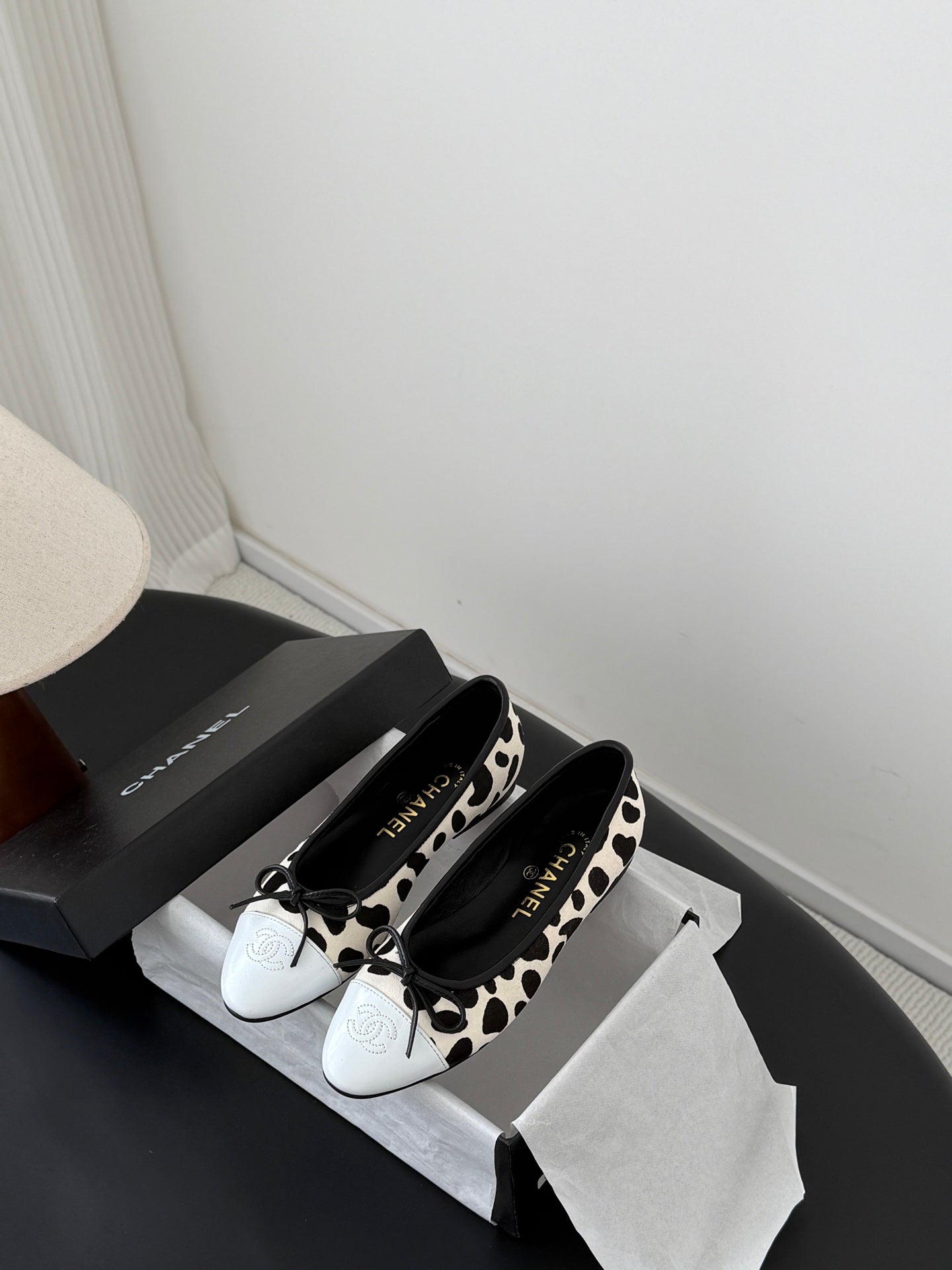 CC 26s Ballerina Flats Black White Pony Hair Calfskin 914551