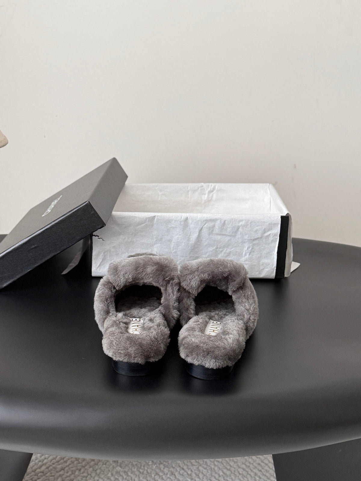 CC 26s Shearling Mules Grey Gold 127706