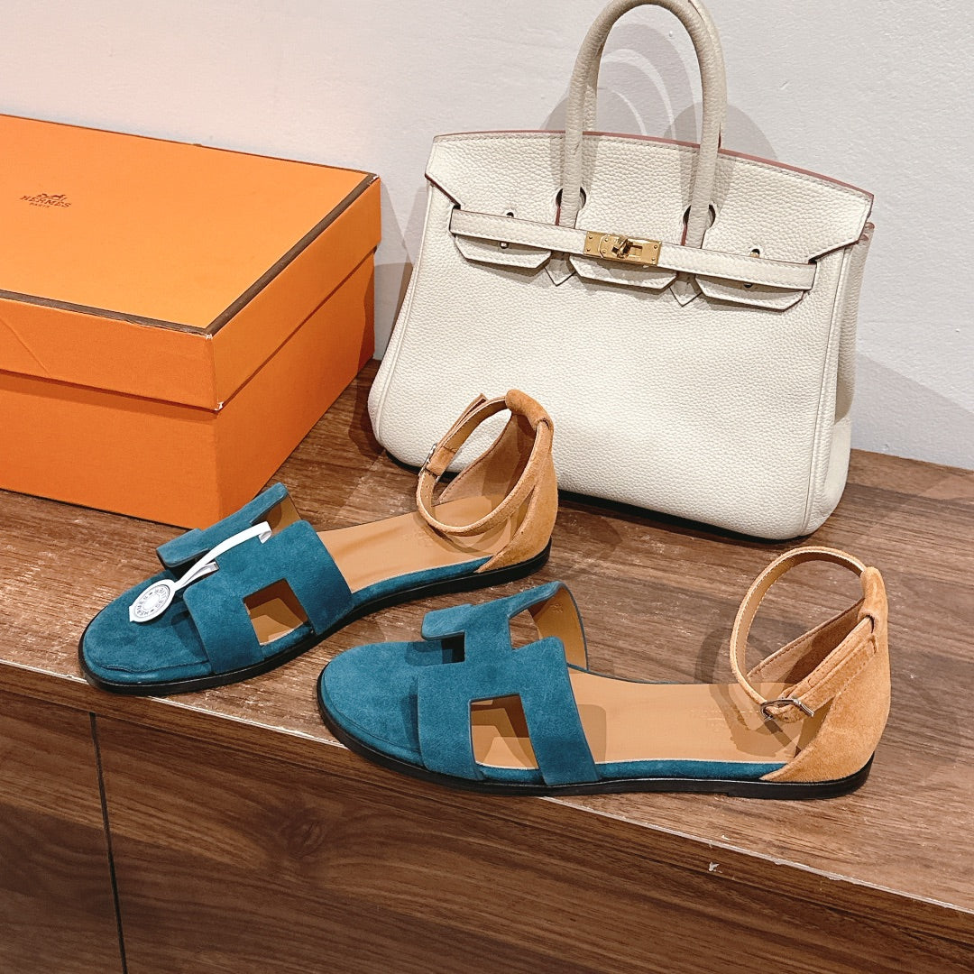 HM Santorini Sandals Teal Cowhide 312582