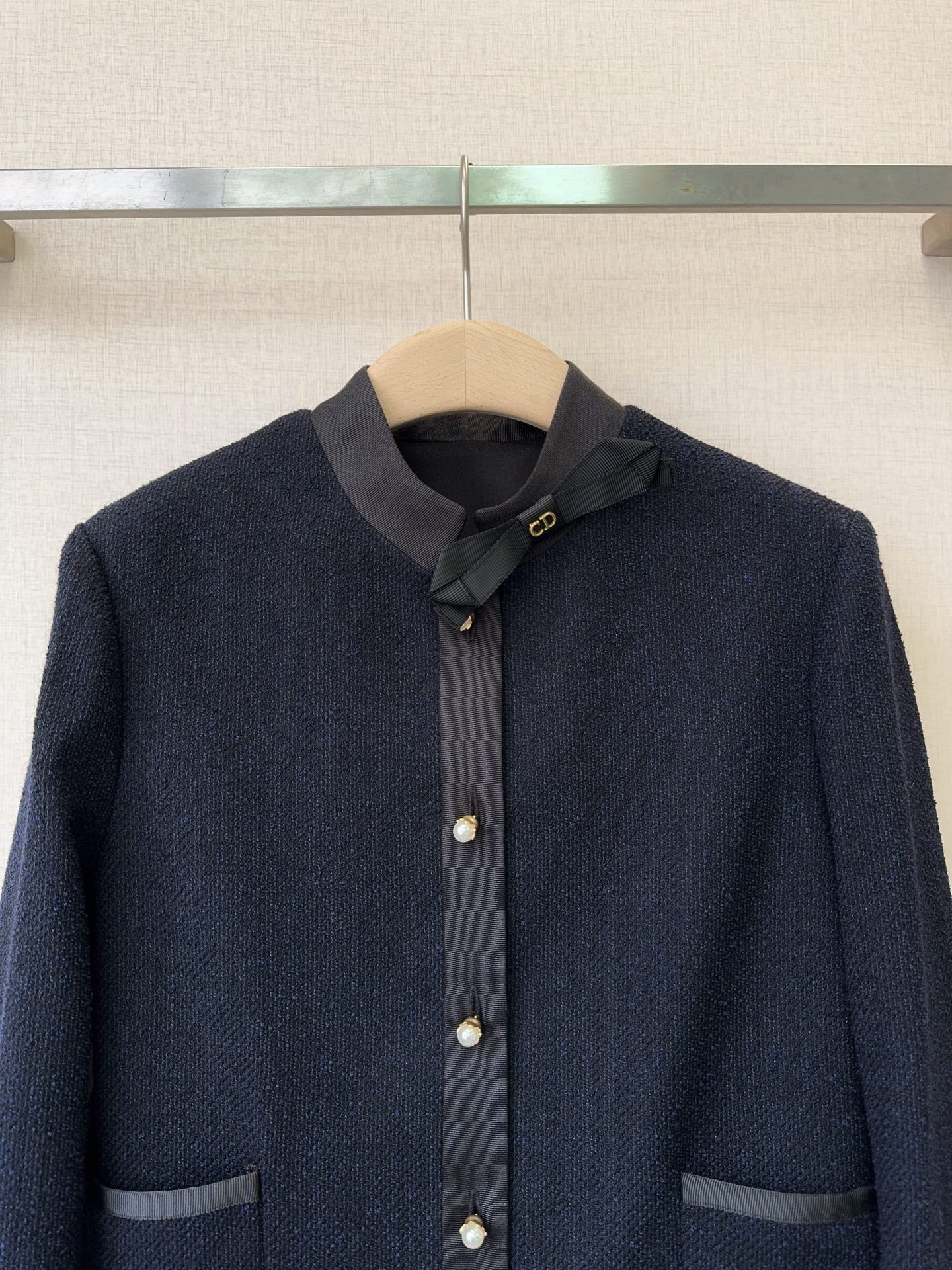 CD 26s Cropped Jacket Navy Blue Wool 413218