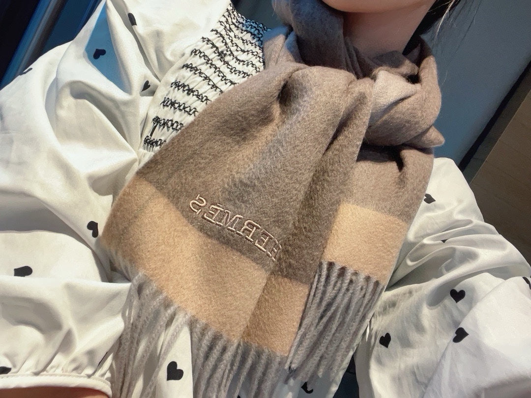 Scarf 180 CM In Brown Mix Beige Cashmere 398203