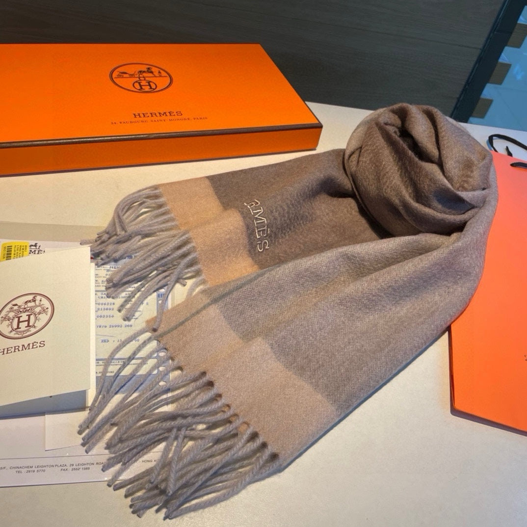 Scarf 180 CM In Brown Mix Beige Cashmere 398203