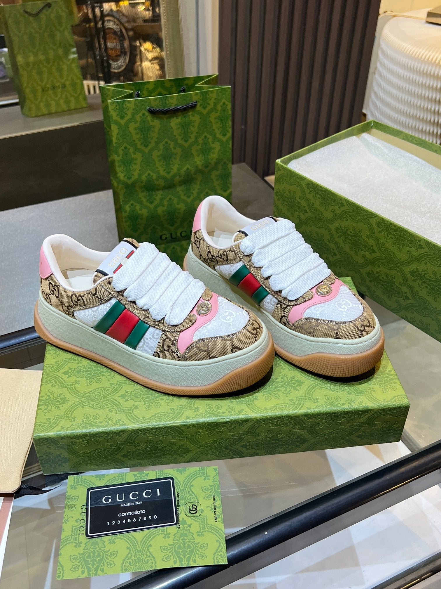 GG 26s Screener Monogram Platform Sneakers 6cm Leather TPU 996994