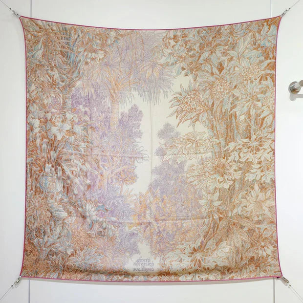 HM 26s 90 Double Sided Scarf Pink Beige Colorful Mulberry Silk 141474