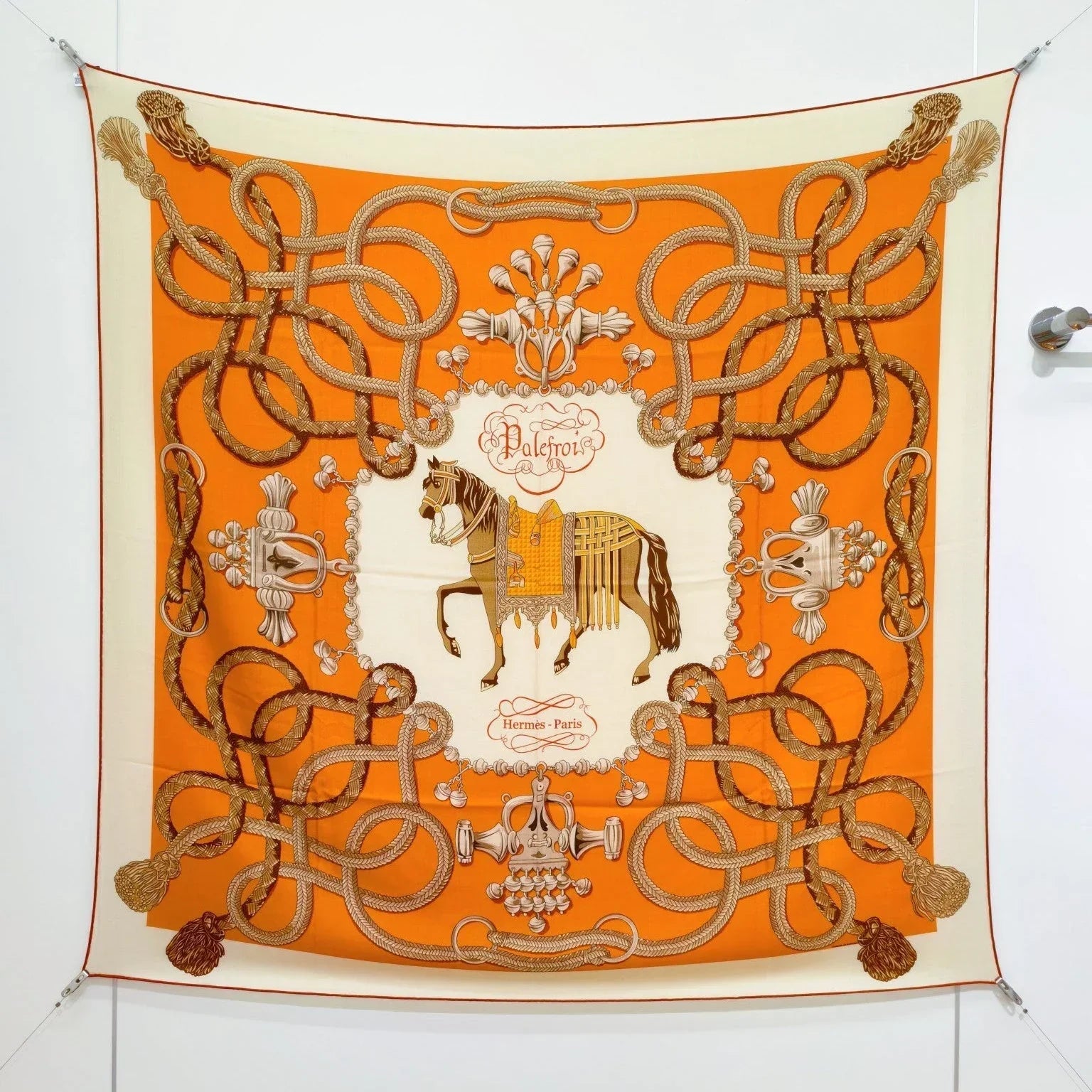 HM 26ss Double Sided Scarf 90 Orange Beige Cashmere Silk 132456