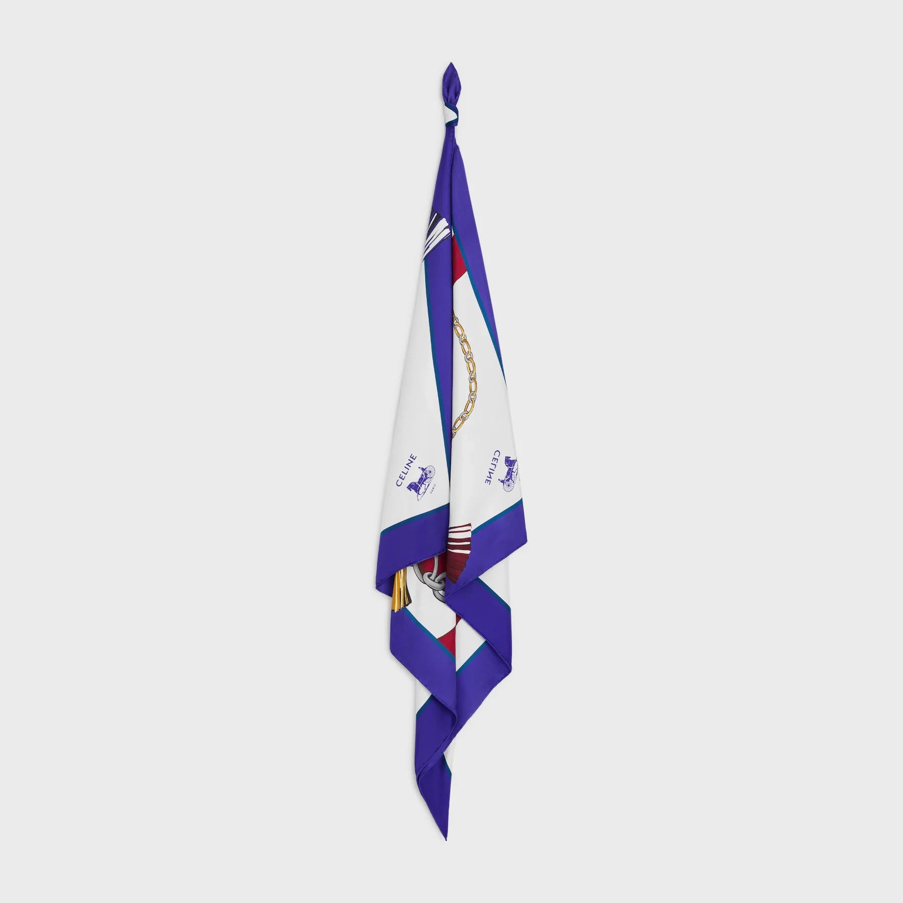 Celine 90x90cm Scarf Navy Blue Colorful Silk Twill 209977