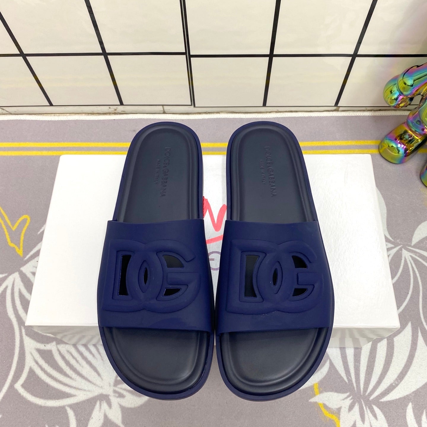 Dc Slipper Black & Navy Blue Rubber 361633