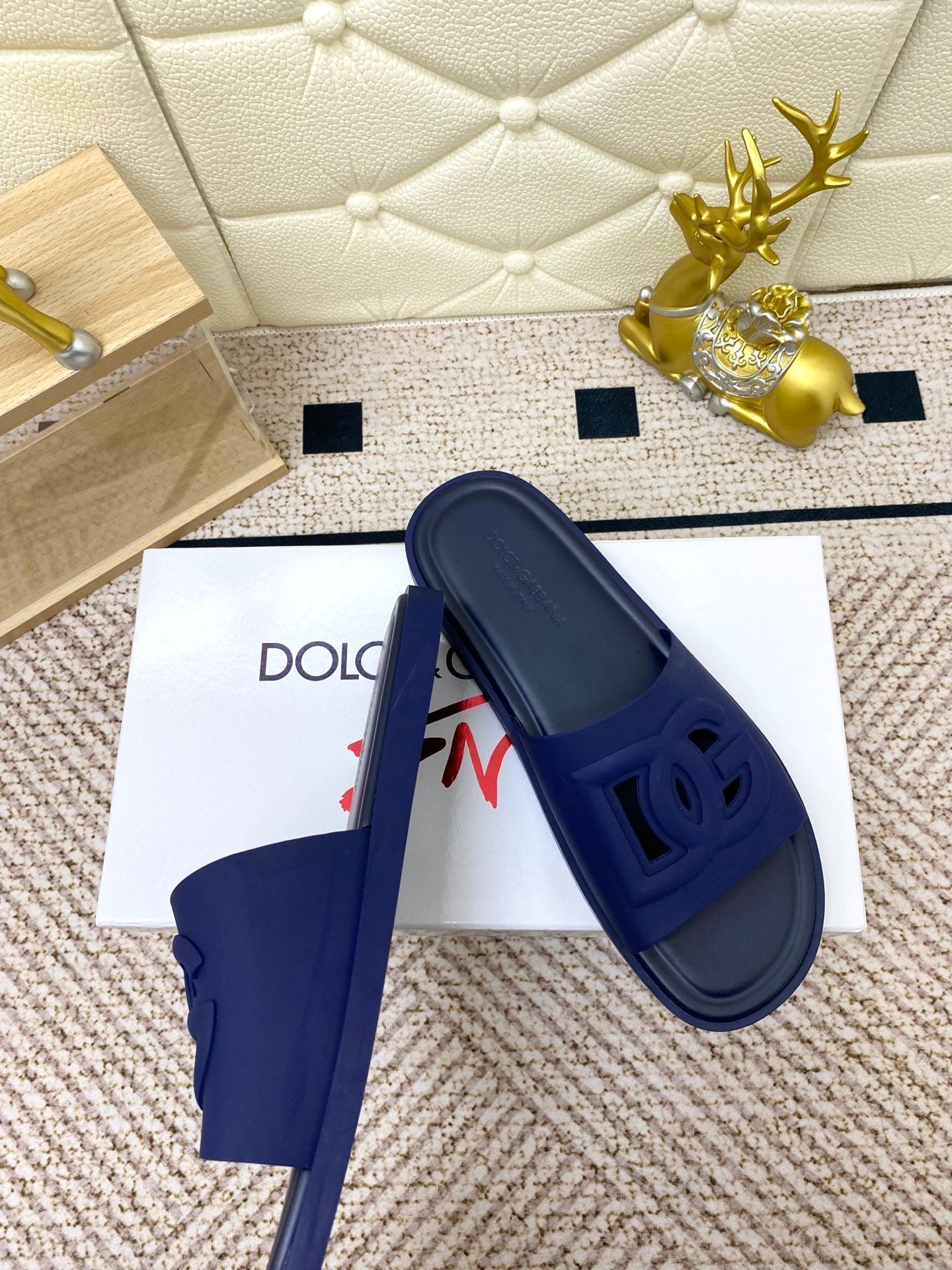 DC Slipper Navy Blue Rubber 361635