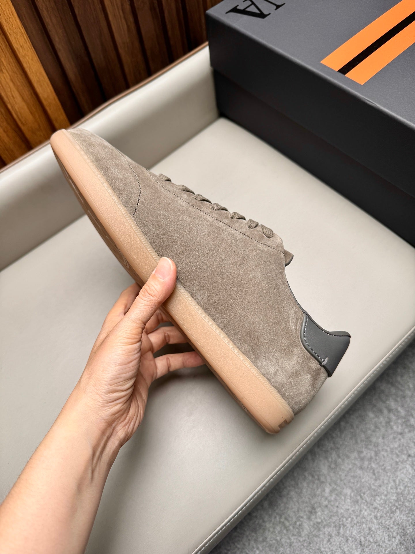 Zegna Men's 232 Low-Top Sneakers Light Taupe Suede