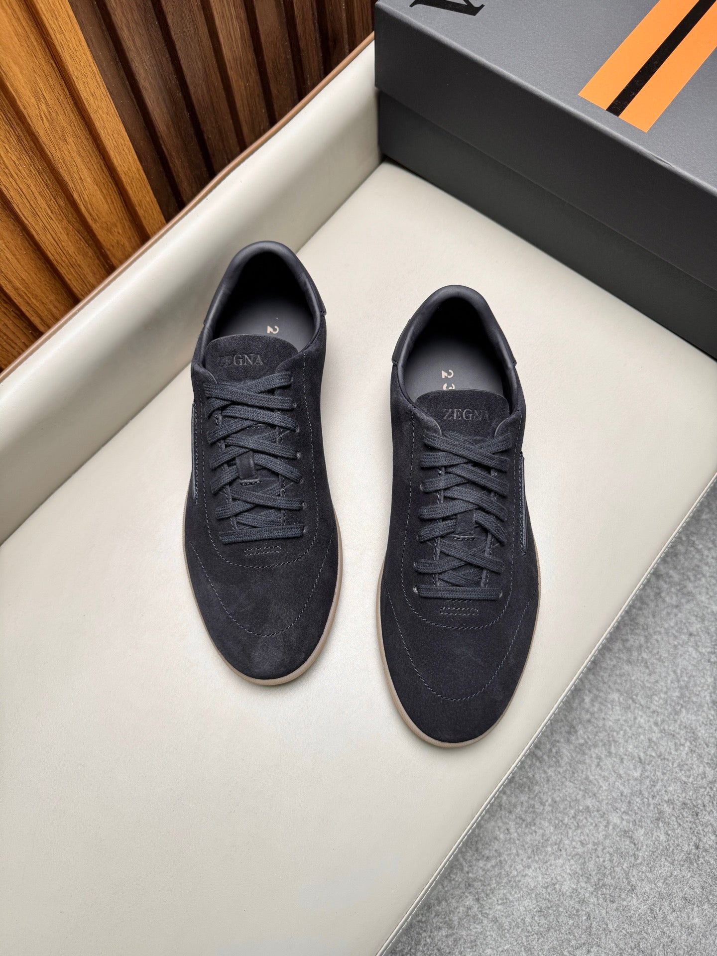 Zegna Men's 232 Low-Top Sneakers Black Velvet