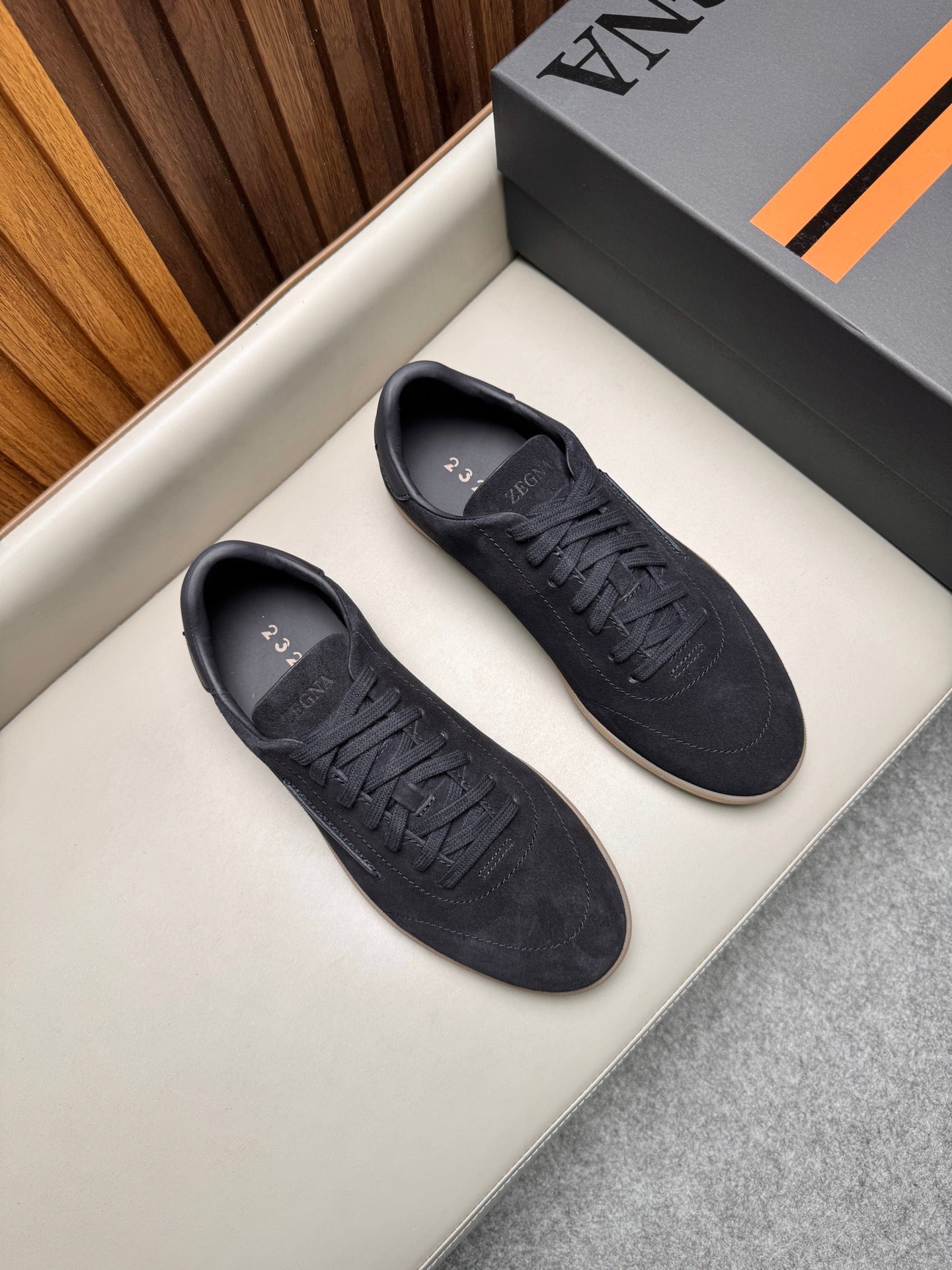 Zegna Men's 232 Low-Top Sneakers Black Velvet