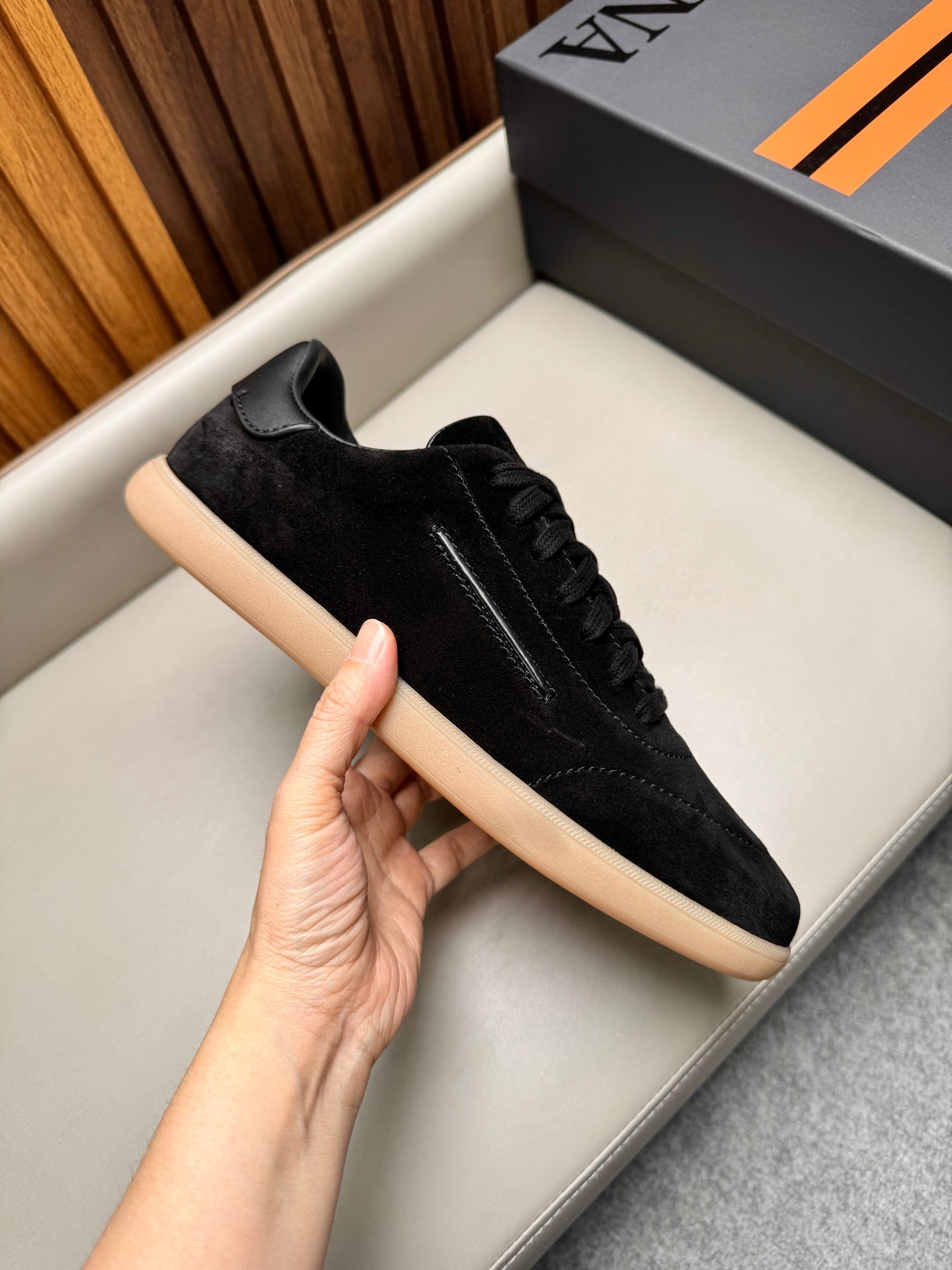 Zegna Men's 232 Low-Top Sneakers Black Suede