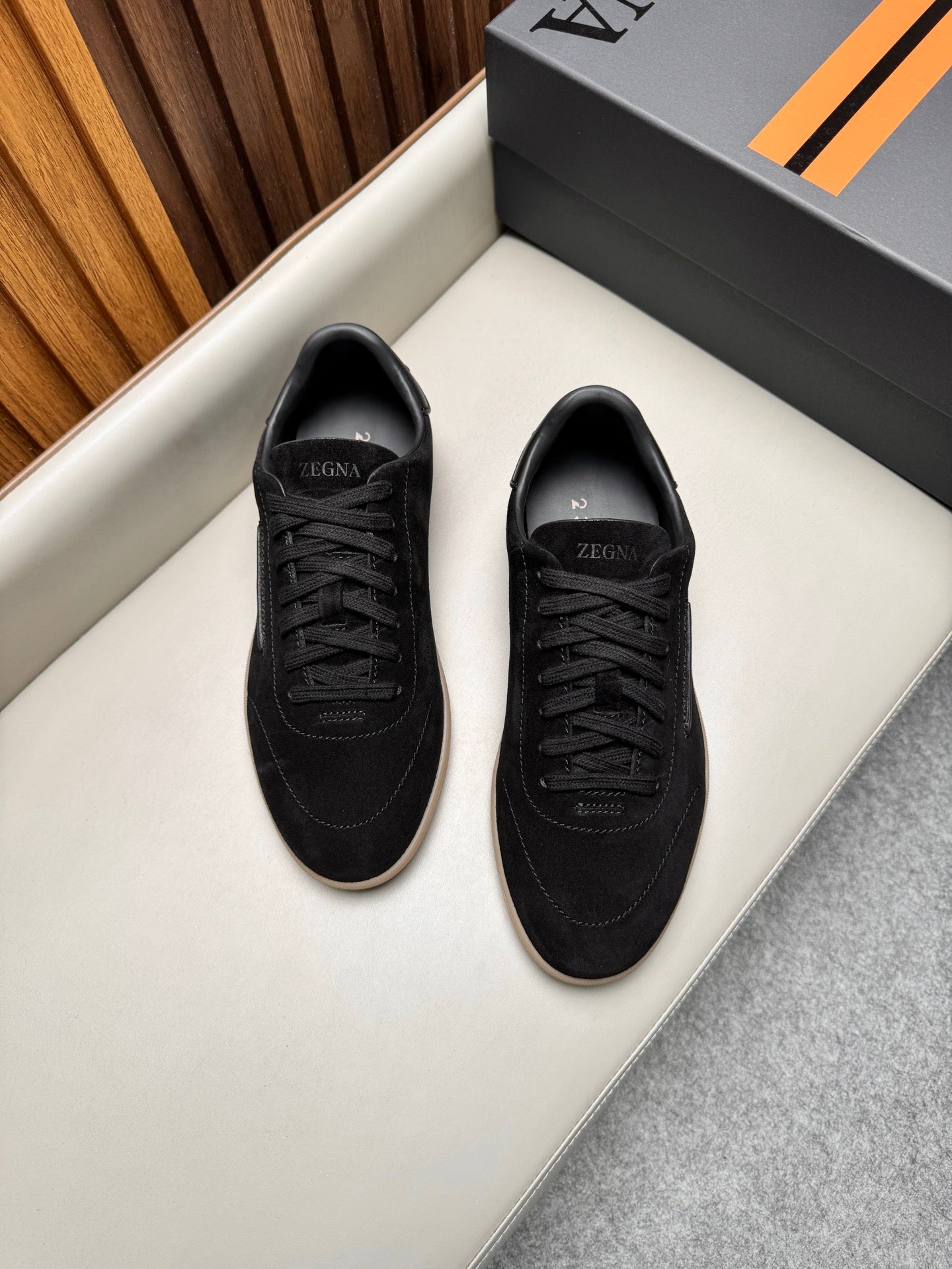 Zegna Men's 232 Low-Top Sneakers Black Suede