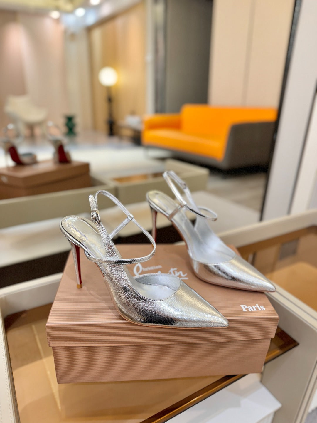 CL Jenlove Slingback 10.5cm Sliver Leather 635809