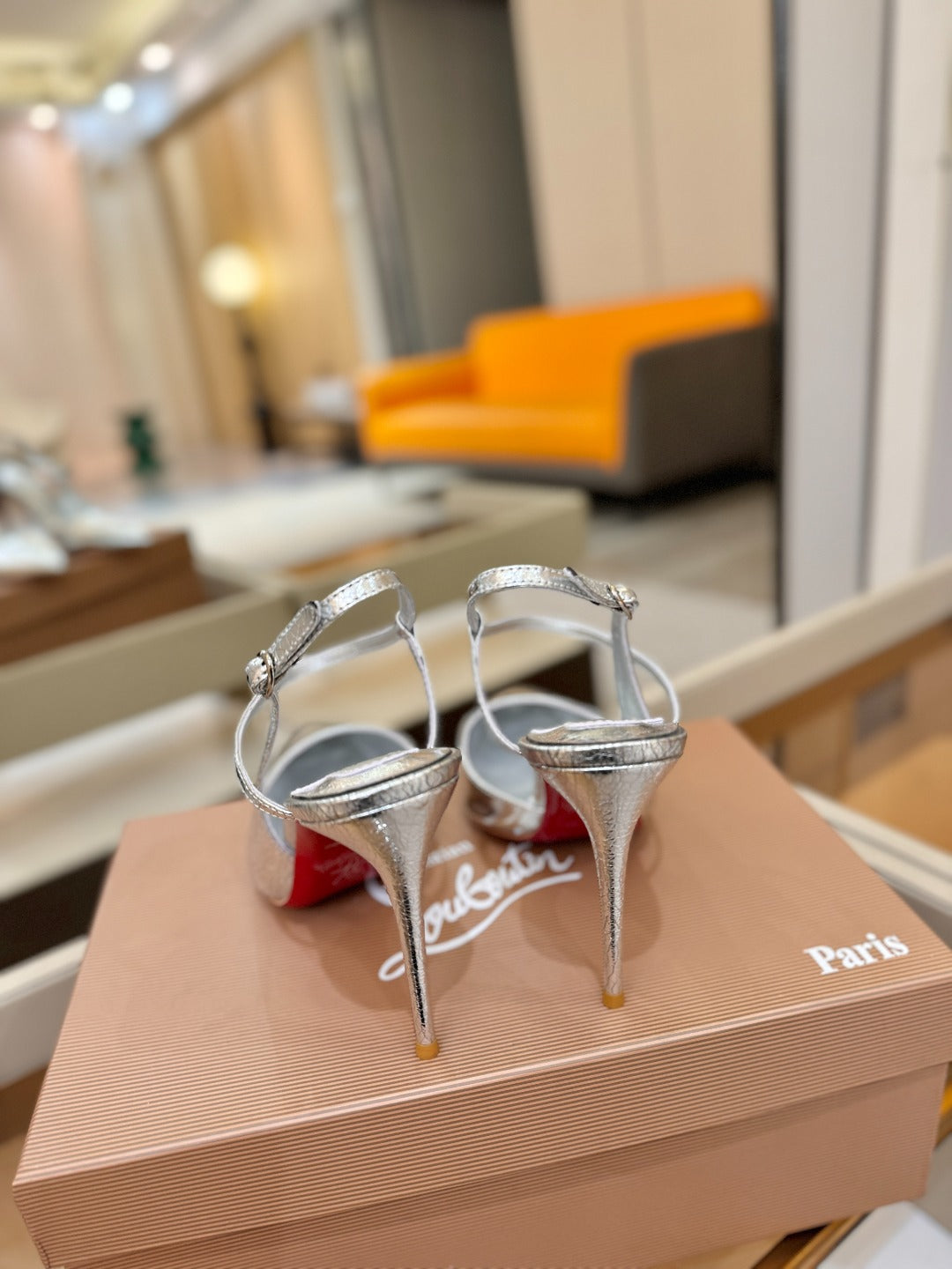 CL Jenlove Slingback 10.5cm Sliver Leather 635809