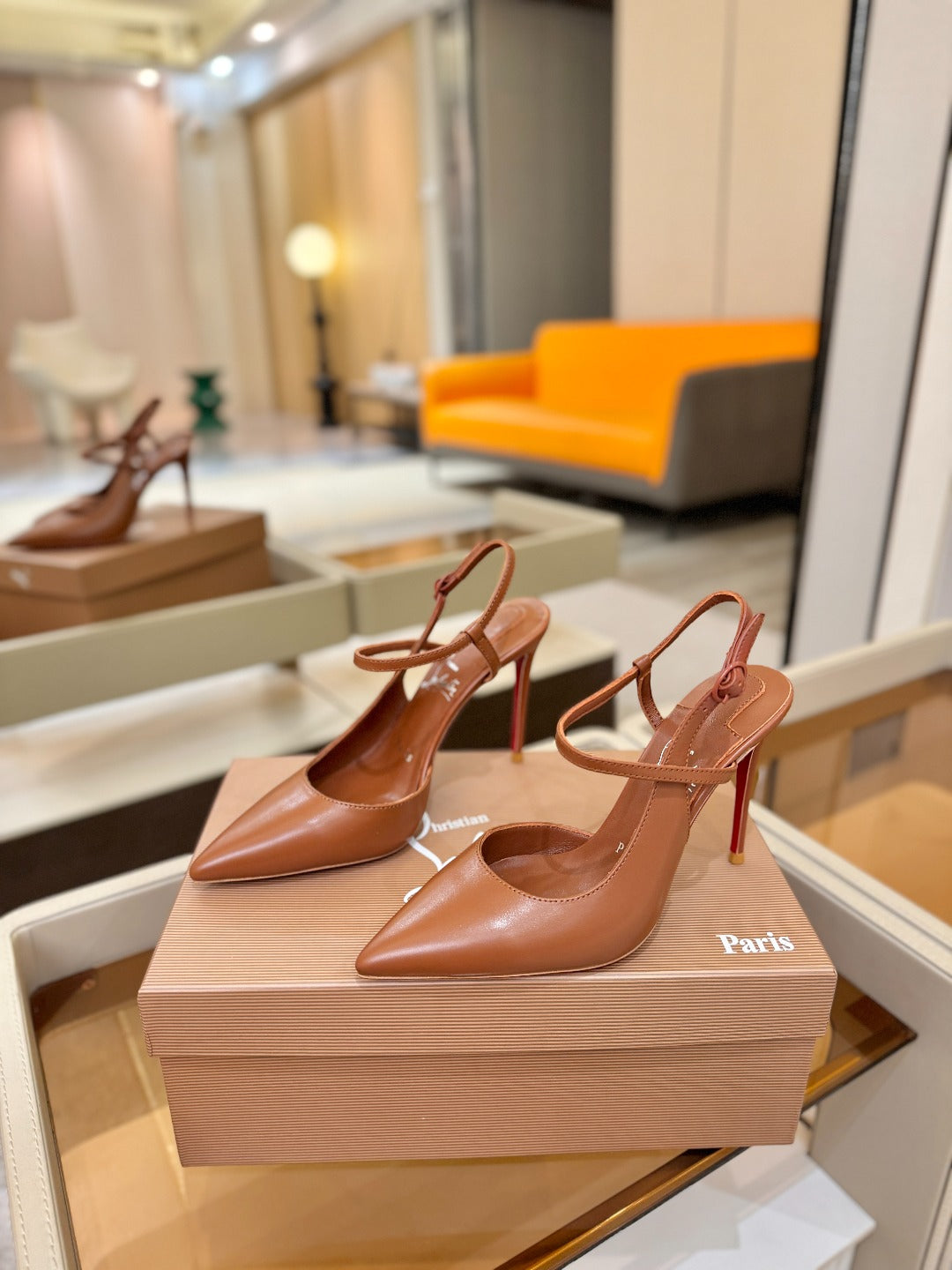 CL Jenlove Slingback 10.5cm Brown Leather 635812