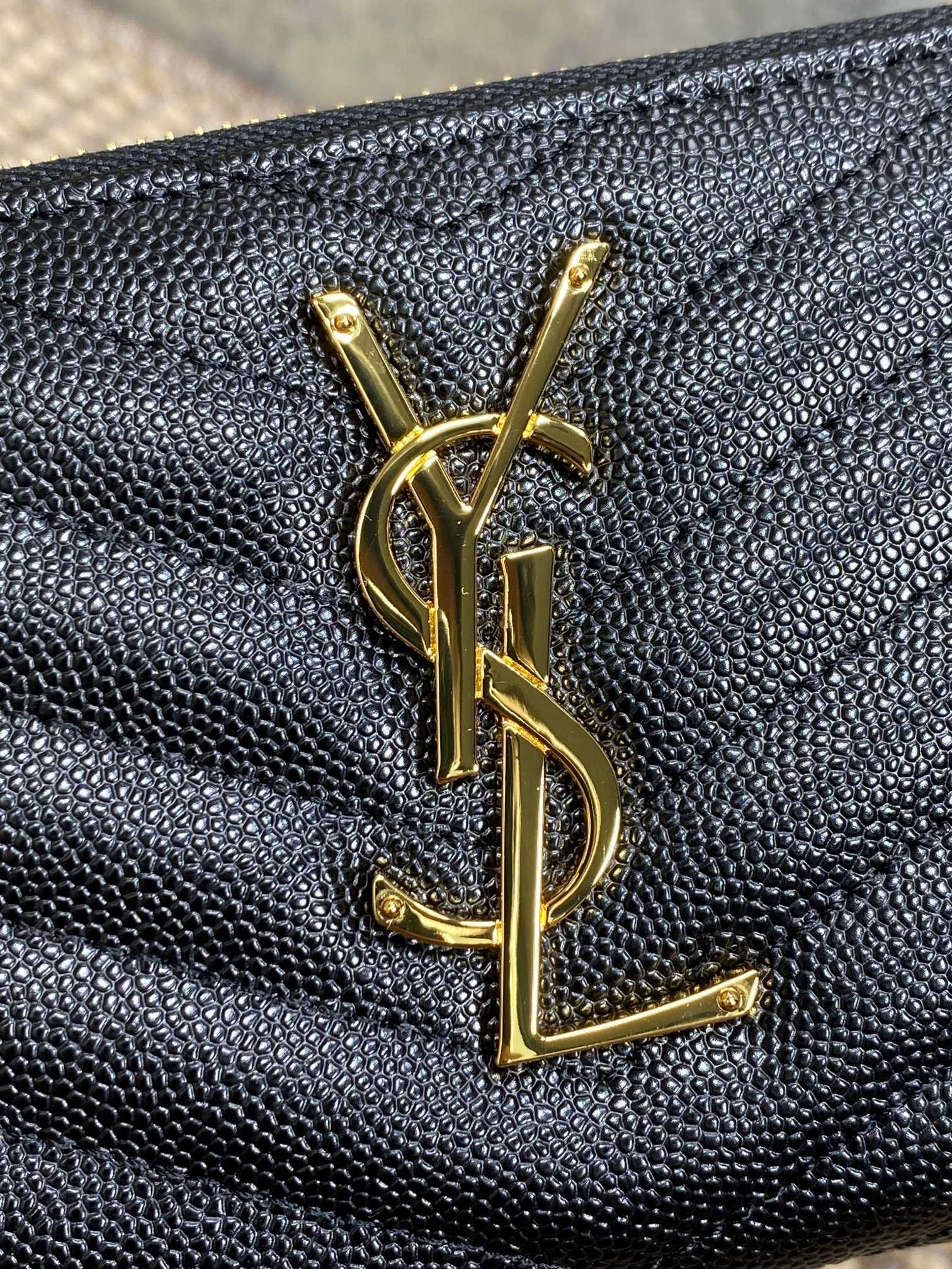 YSL Zippy Long Wallet Black Caviar Cowhide GHW