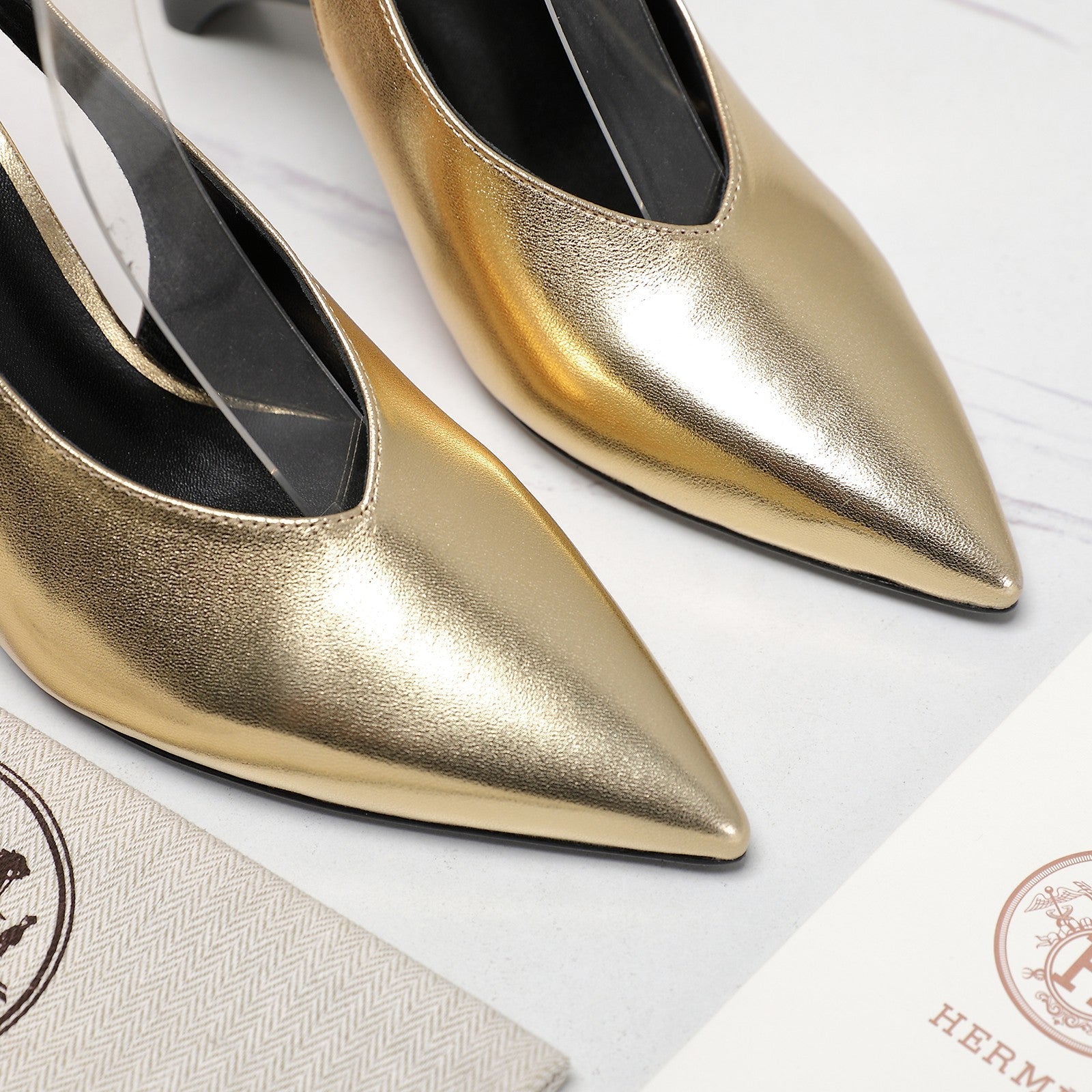 HM Classic High-Heeled Slingback 70mm Golden Sheepskin 547639