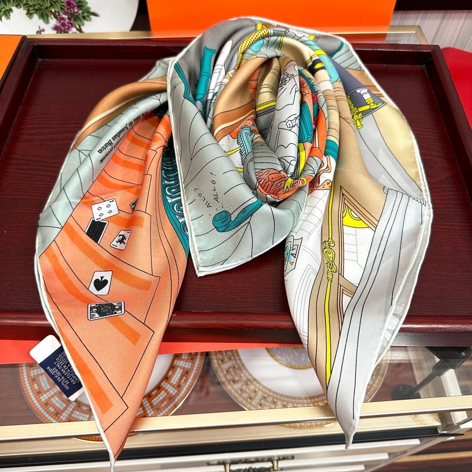Mystere Au 24 Scarf 90 CM In Colorful Silk 293140