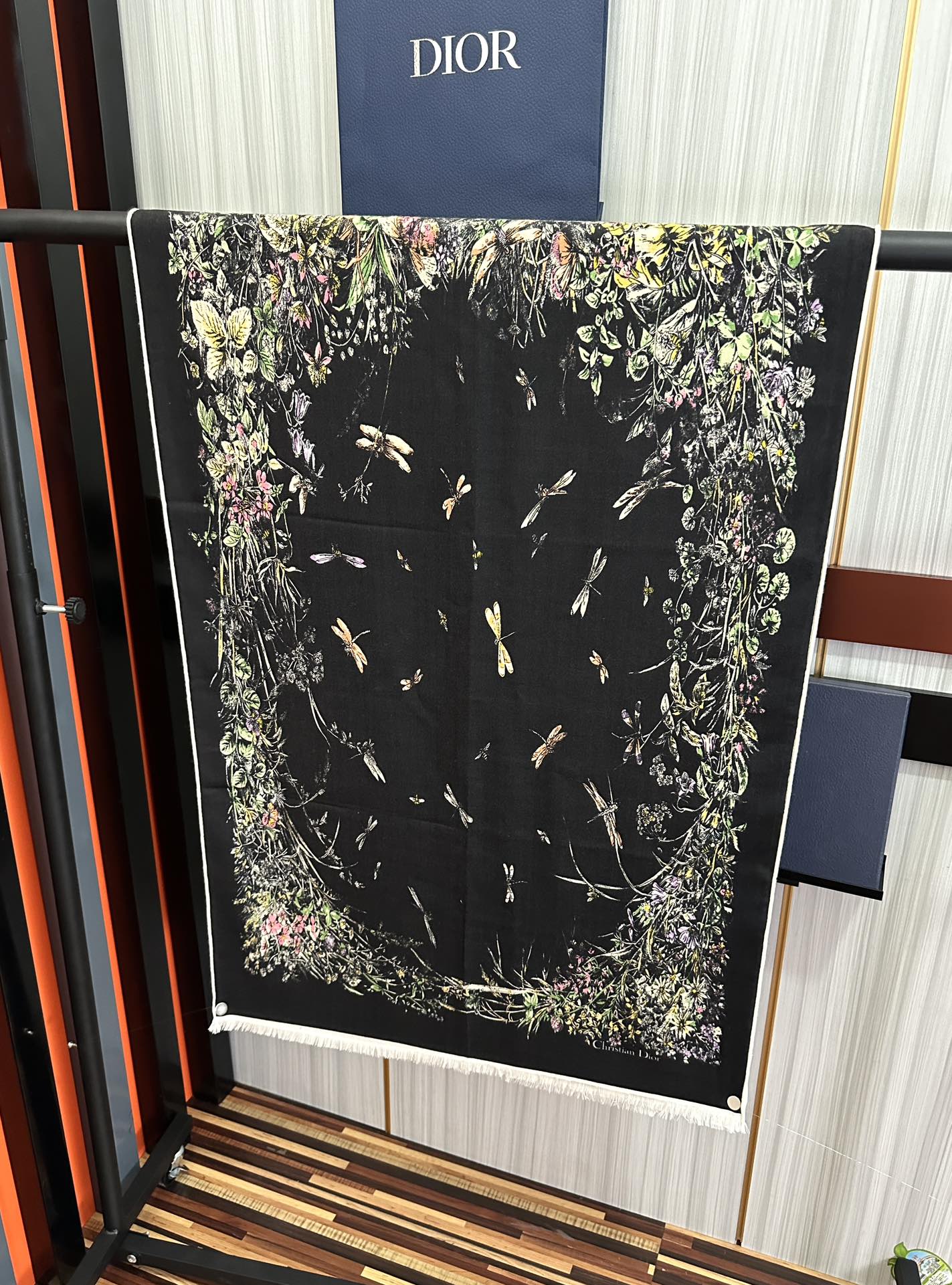 CD Double-Sided Scarf 185cm Black Multicolor Cashmere 153118