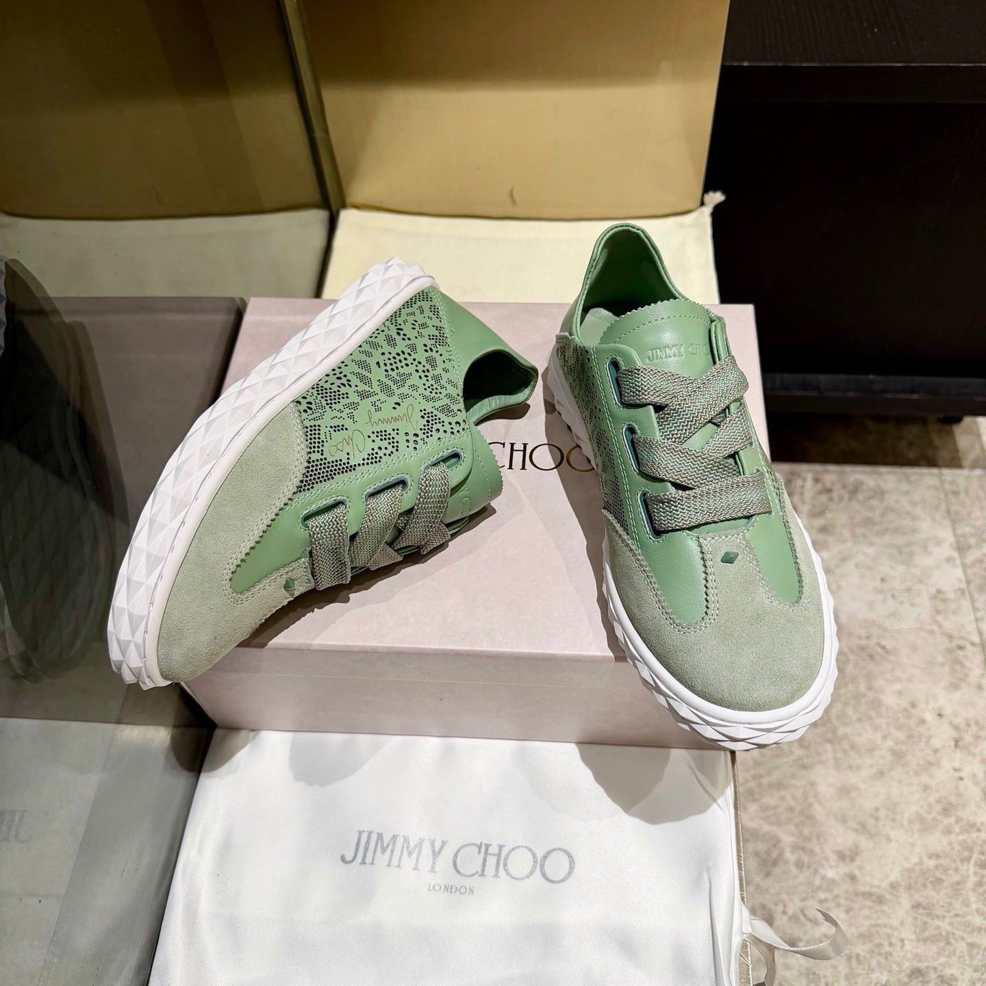 Jimmy Diamond Light Flex Sneaker Green Suede Leather 715045
