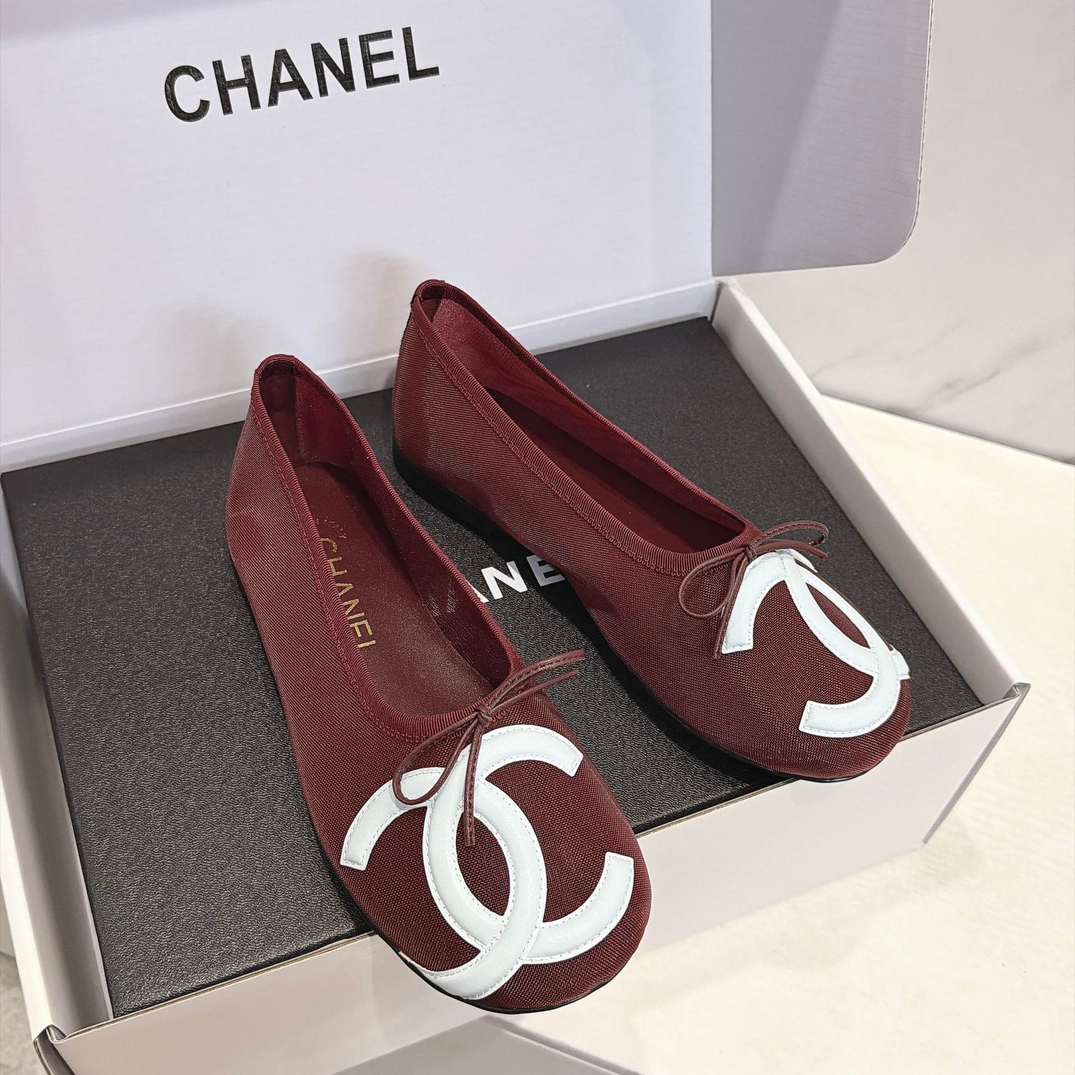 CC 26s Coco Beach Ballet Flats Burgundy Mesh 937753