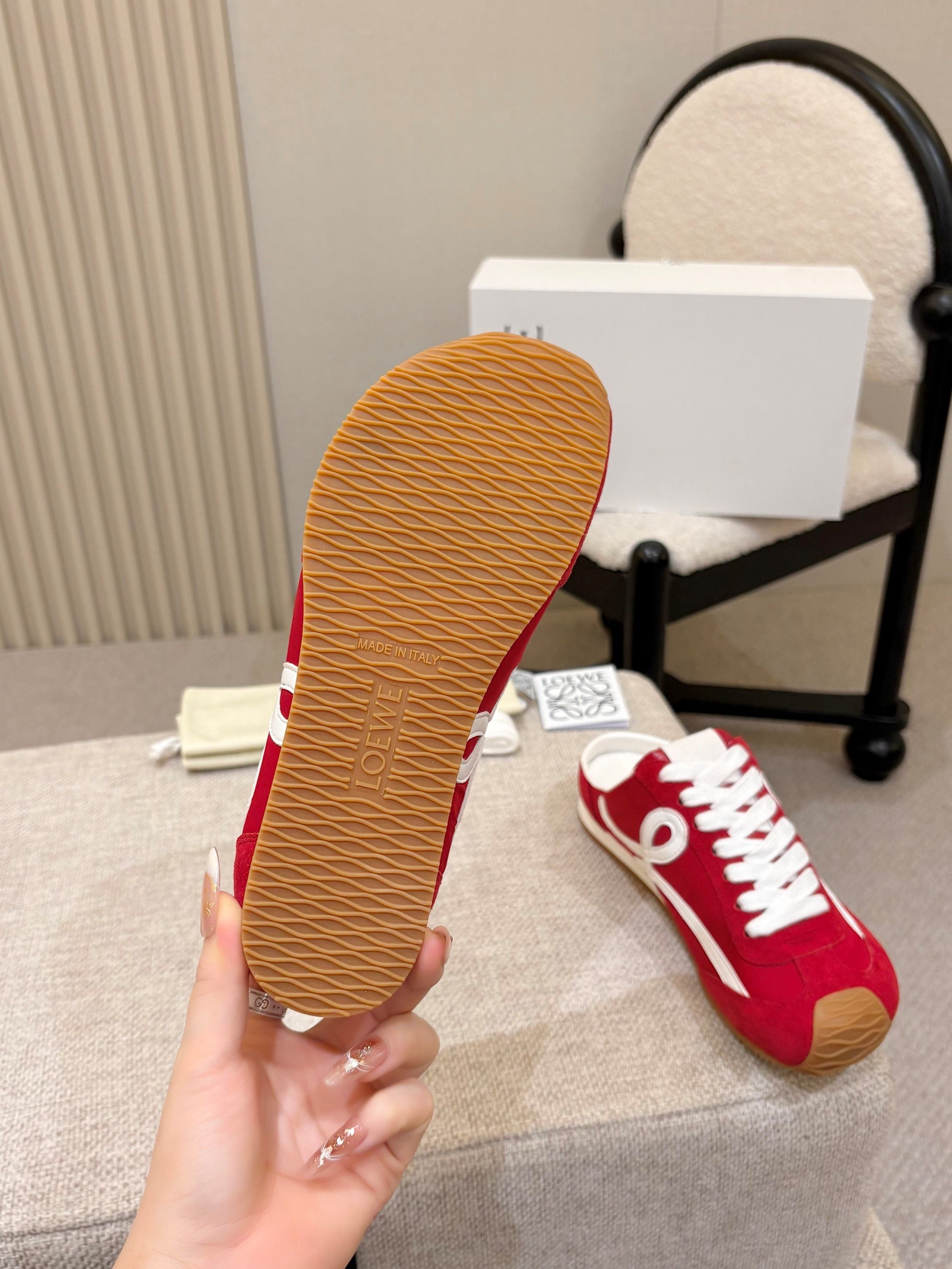 Loewe Ballet Runner Slip-On Red Suede Nylon 833799