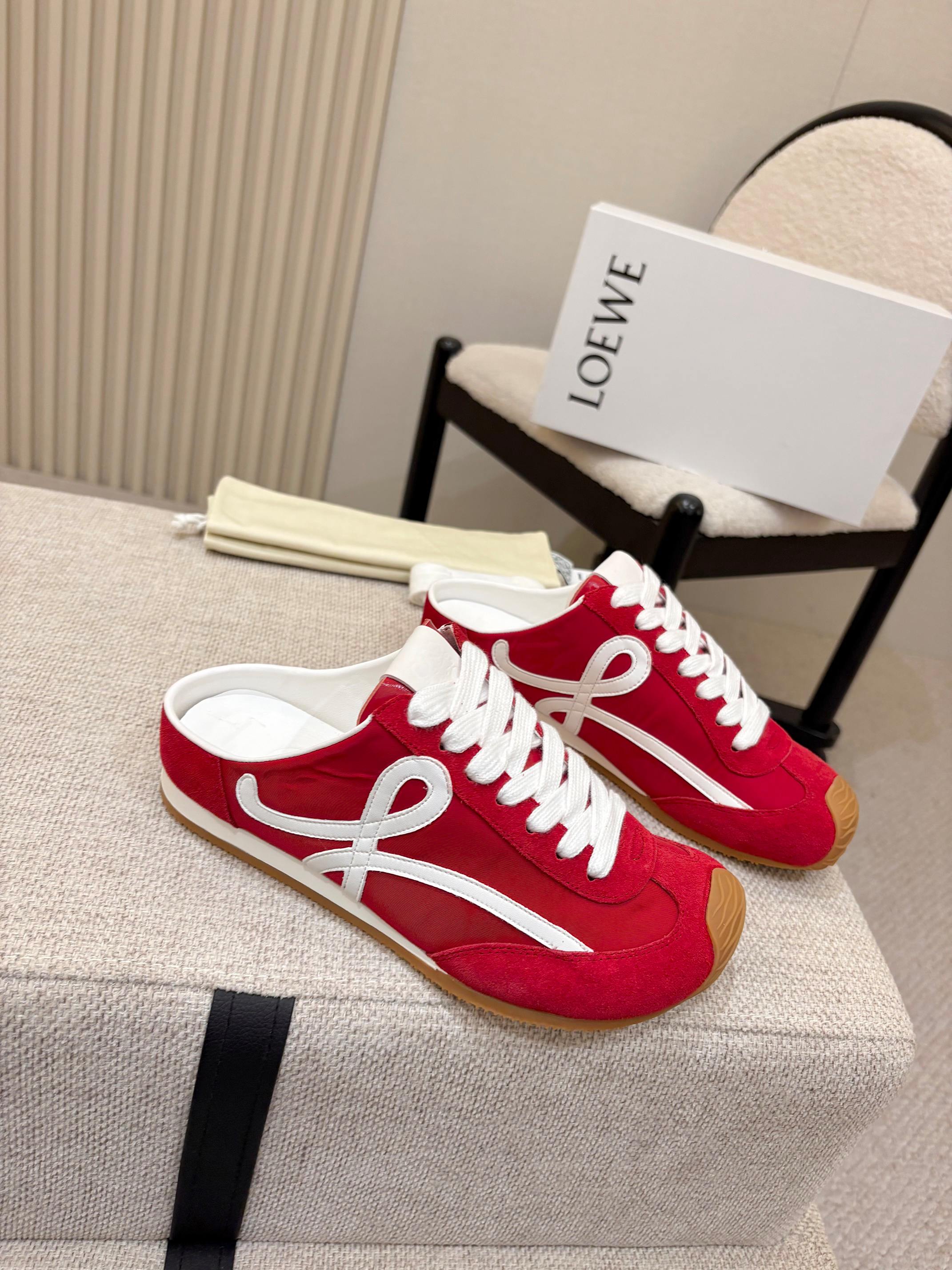 Loewe Ballet Runner Slip-On Red Suede Nylon 833799