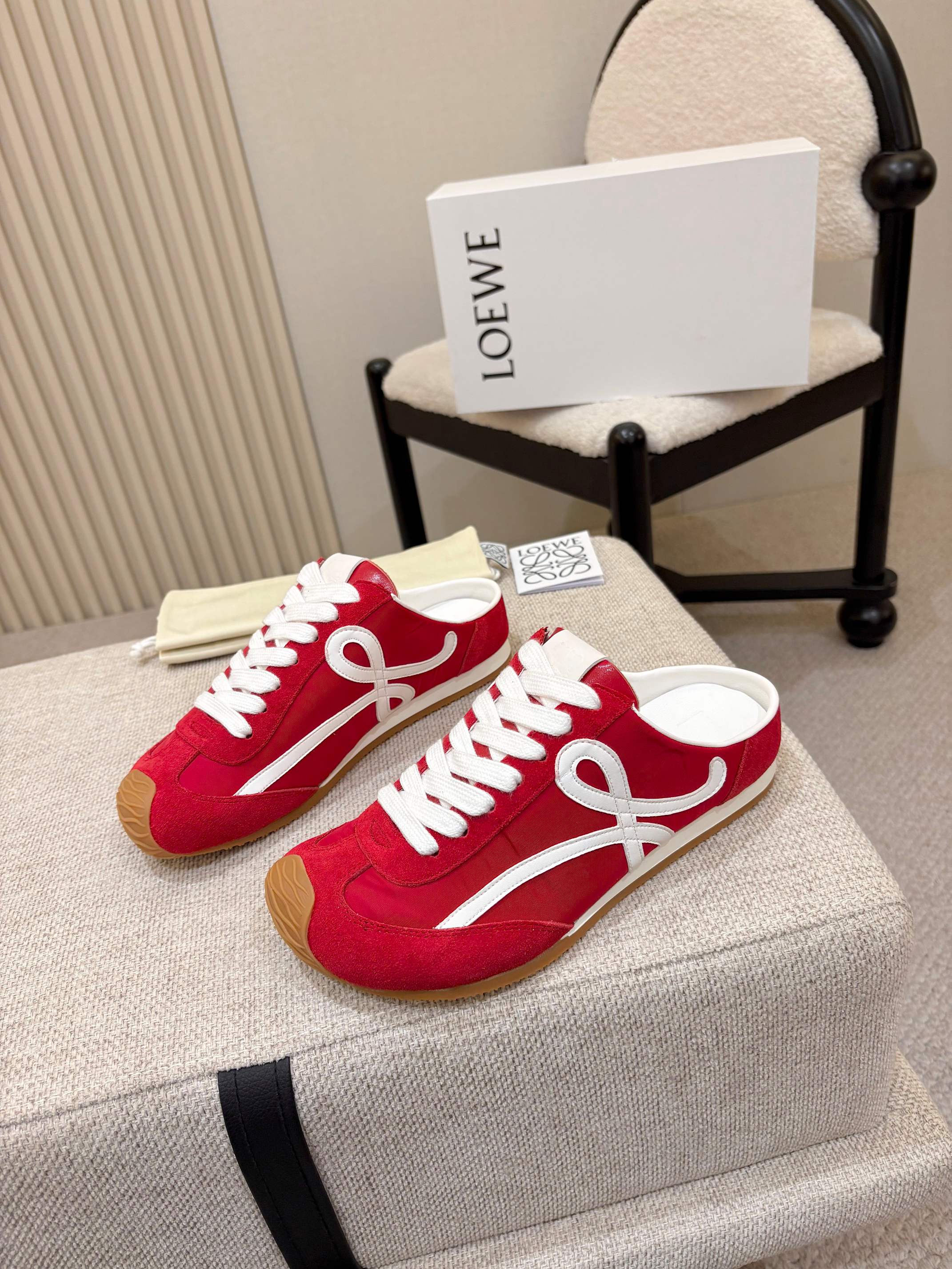 Loewe Ballet Runner Slip-On Red Suede Nylon 833799